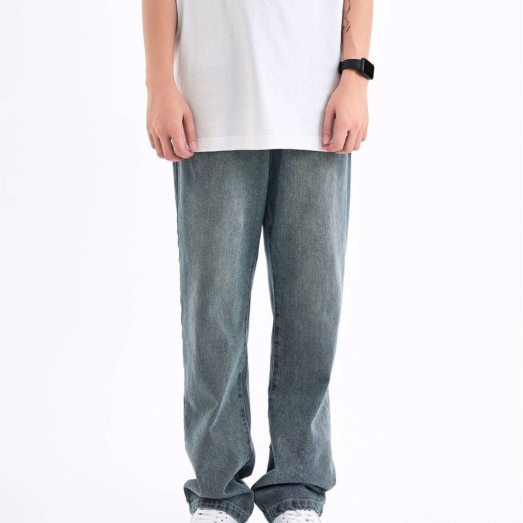 Men's Back Towel Embroidery Straight Jeans - enhanced image 3