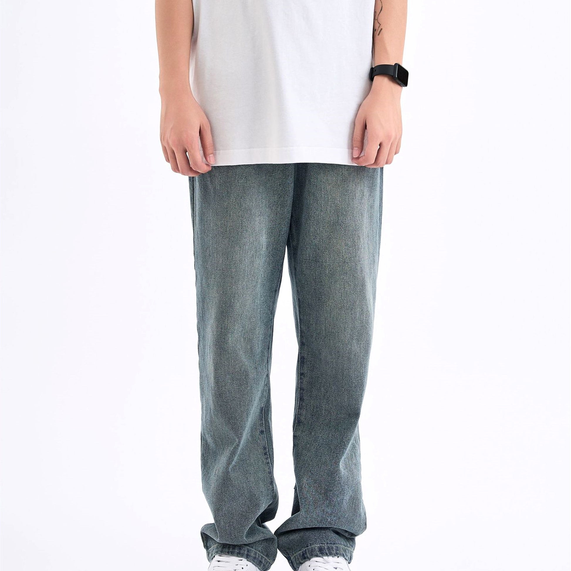 Men's Back Towel Embroidery Straight Jeans - enhanced image 3