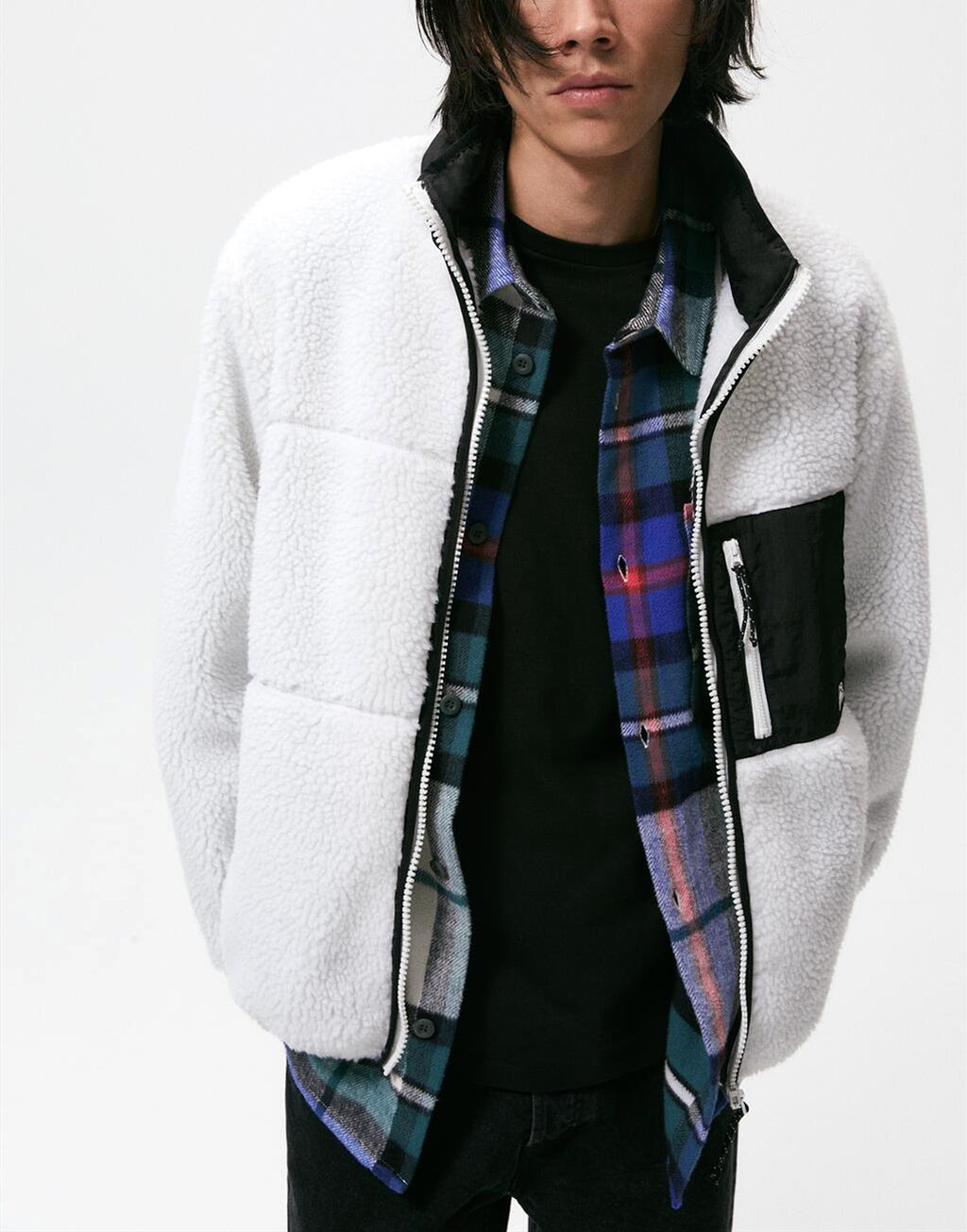 Men's Autumn And Winter Stitching Fleece Jacket Coat - enhanced image 3
