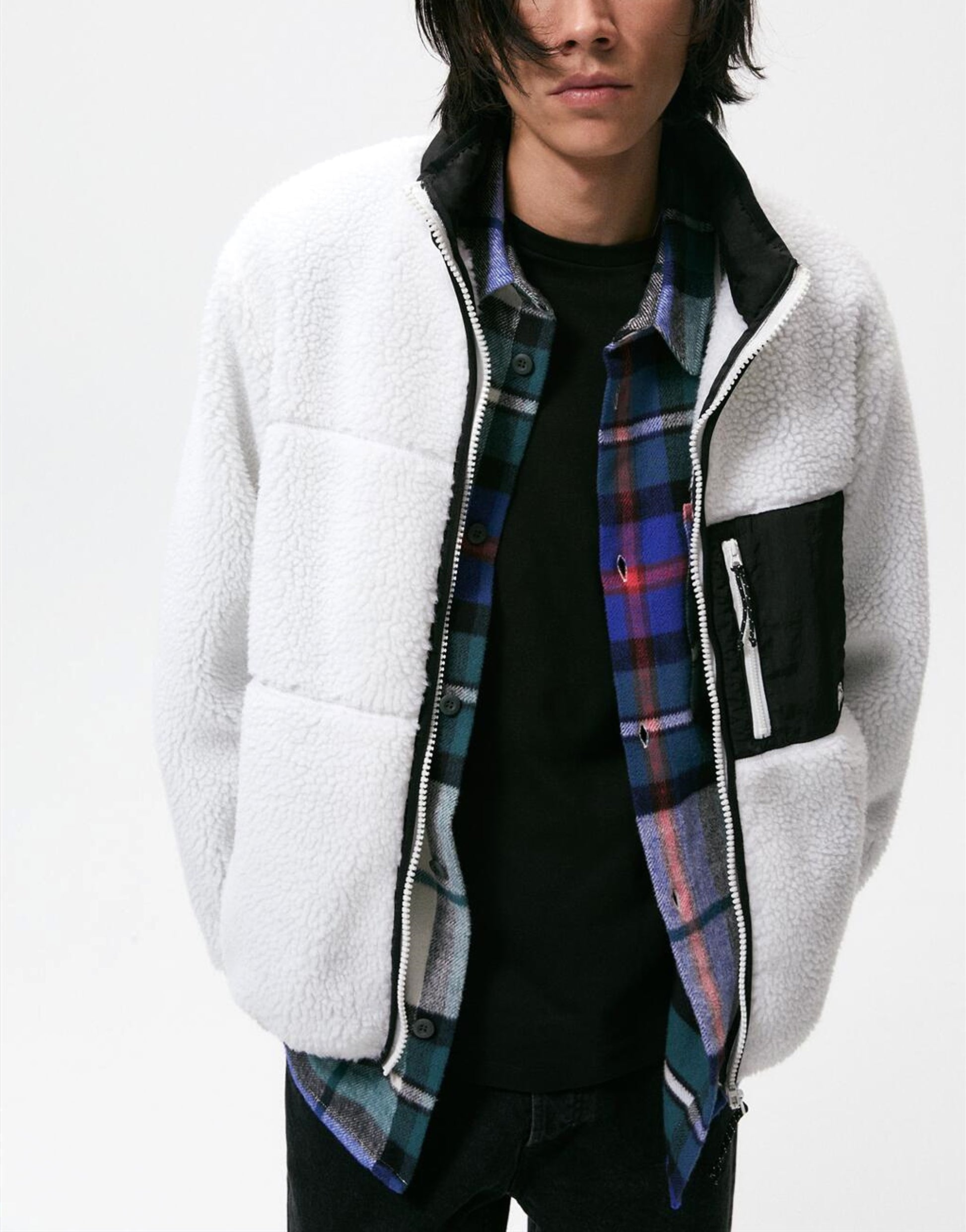 Men's Autumn And Winter Stitching Fleece Jacket Coat - enhanced image 3