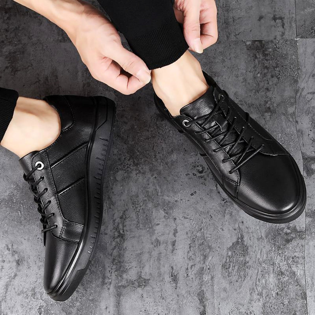 Men's casual fashion breathable top leather shoes - enhanced image 3