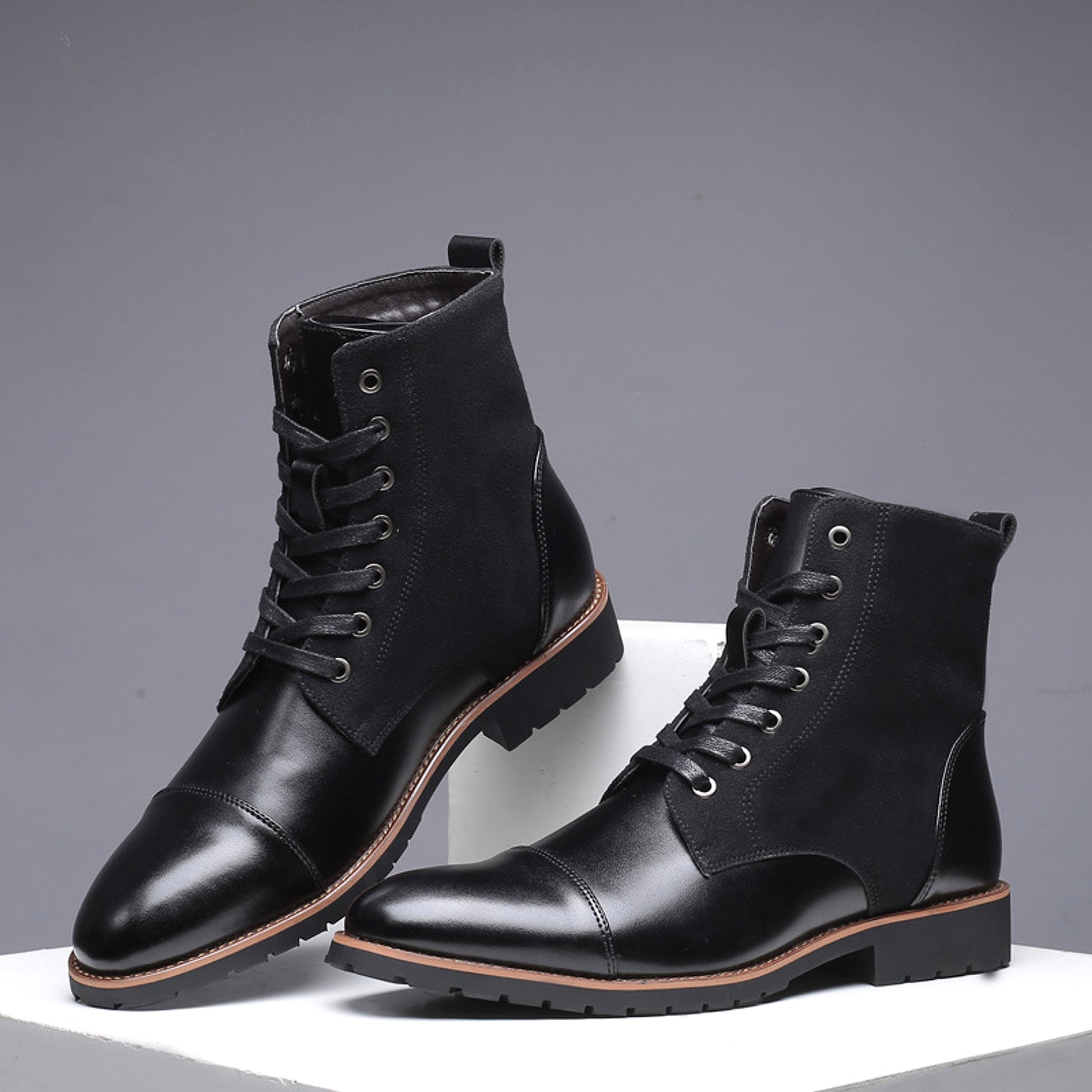 Men's Casual Boots Men's Plus Velvet Mid-cut Fashion Military Boots - enhanced image 3