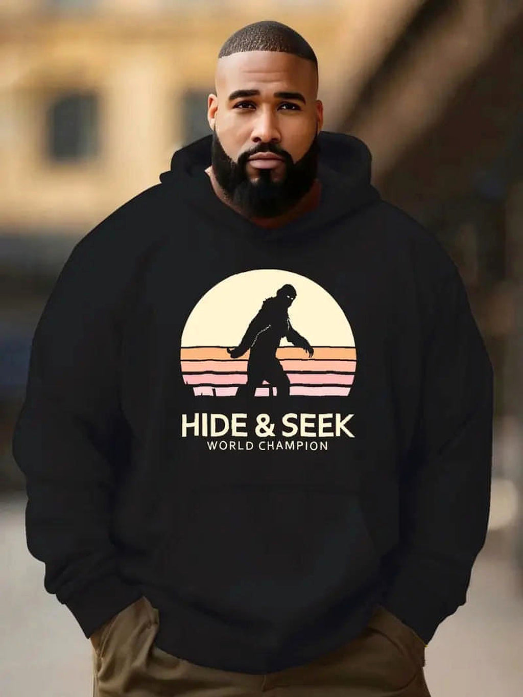 Men's Champion Print Hoodie – Soft Casual Pullover Streetwear - enhanced image 3