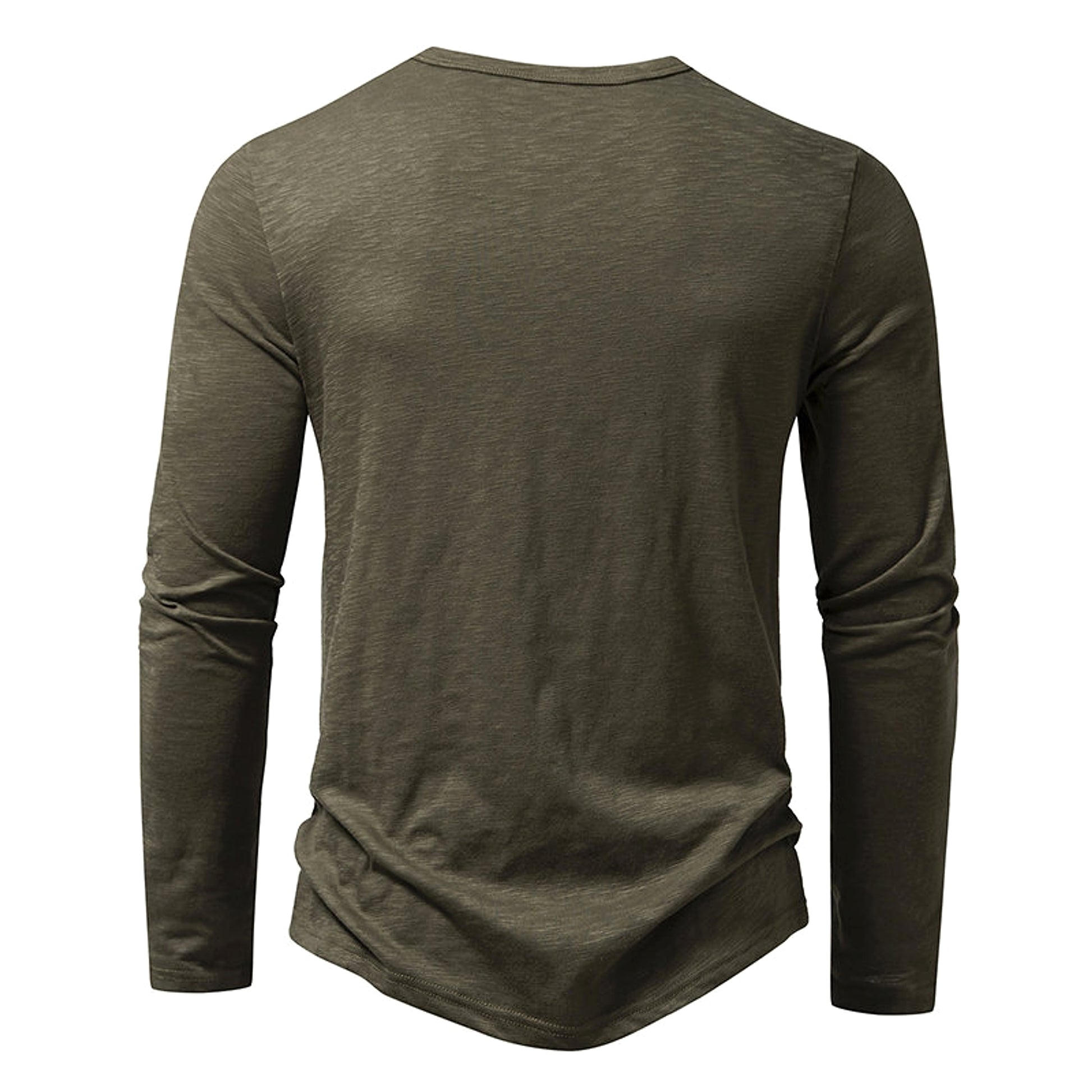Mens Clothing Long Sleeve T-shirt Fashion Button Henry Collar Tops - enhanced image 3