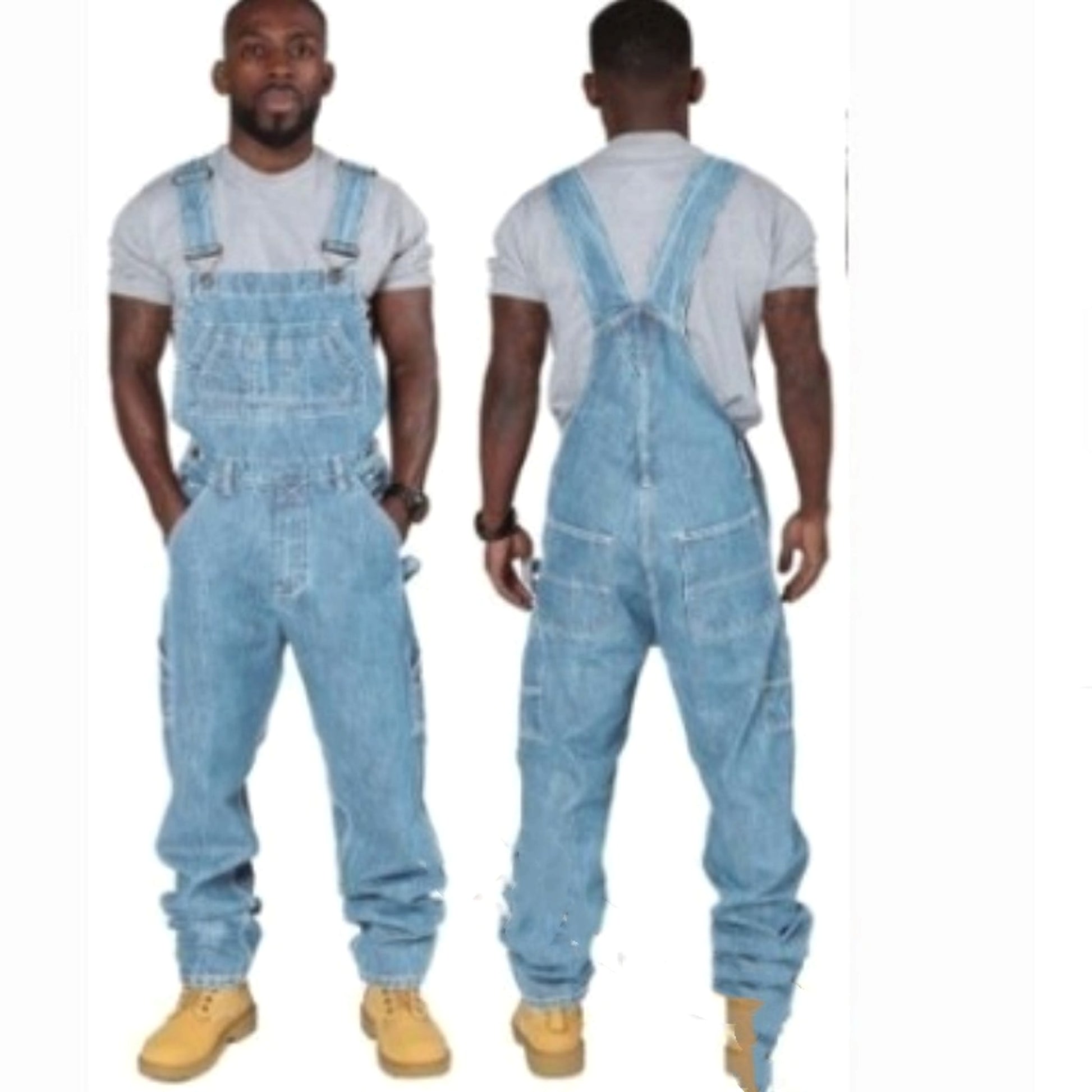RuggedForm™ – Men's Loose-Fit Denim Utility Overalls - enhanced image 3