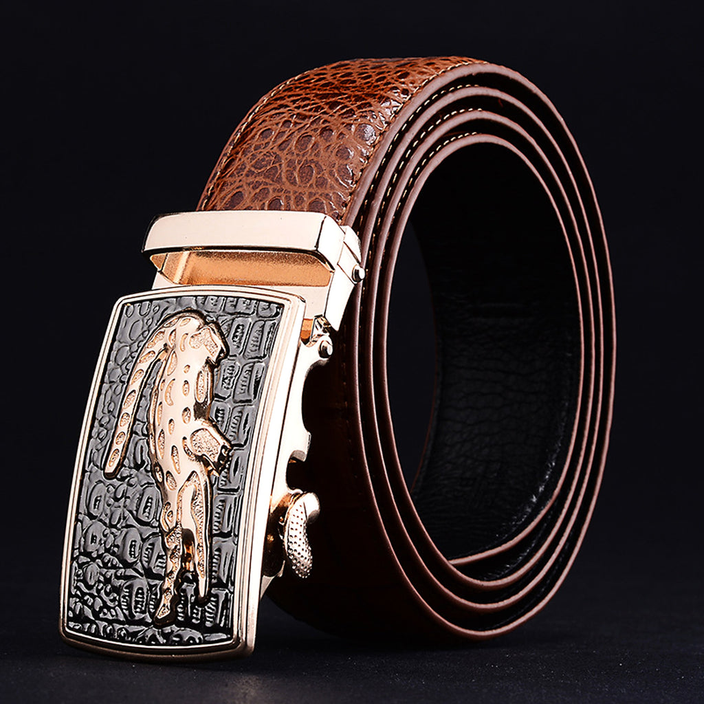 Men's Cowhide Automatic Buckle Waist Belt - enhanced image 3