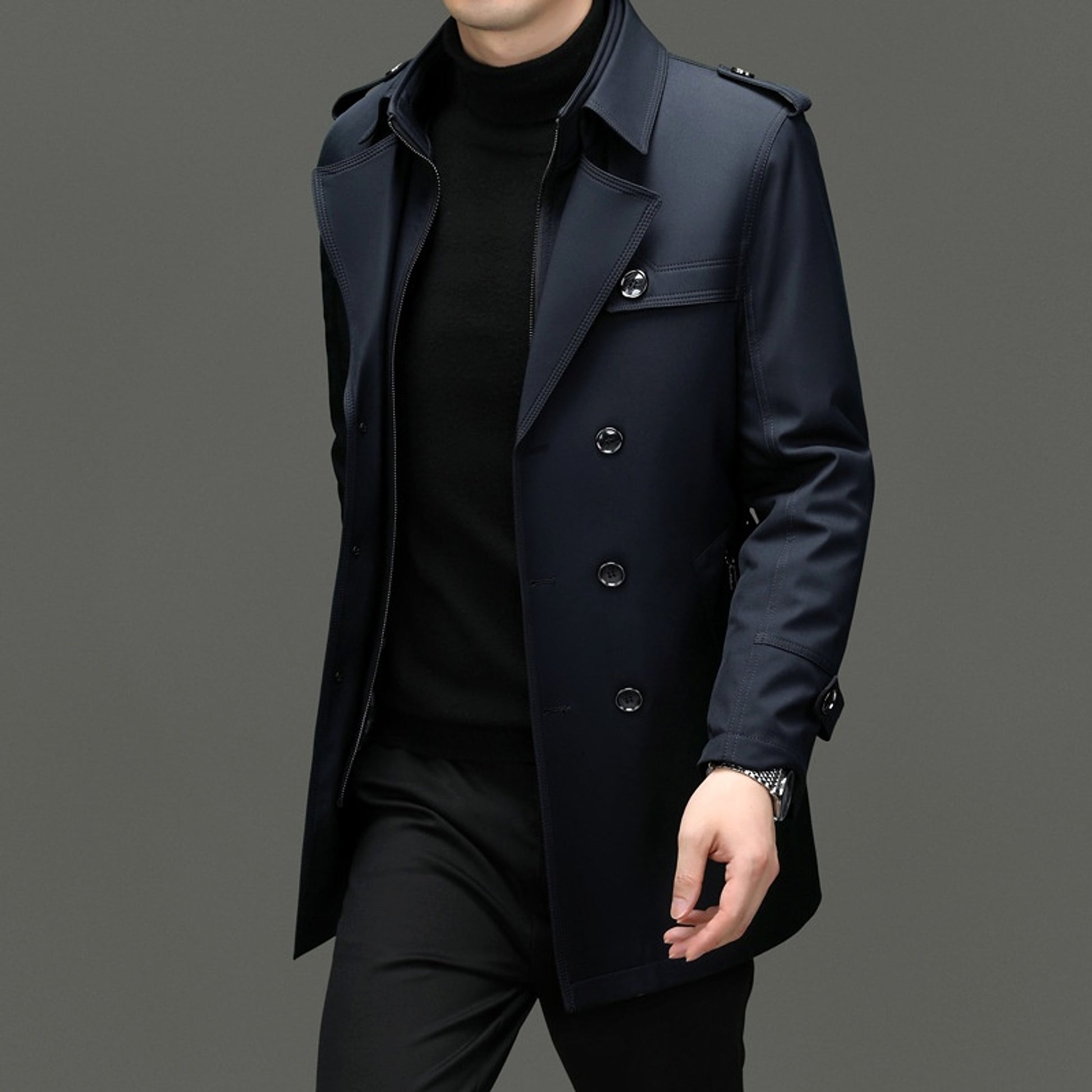 A.1 Men's Duster Mid-length Detachable Liner With Cotton Belt (Jacket) - enhanced image 3