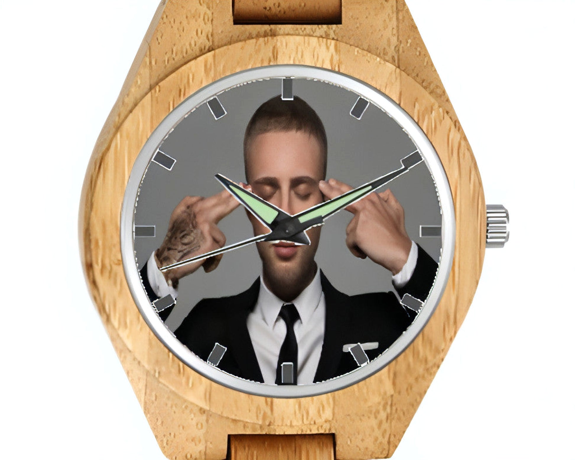 Men’s Custom Engraved Wooden Photo Watch – Unique Personalized Gift - enhanced image 3