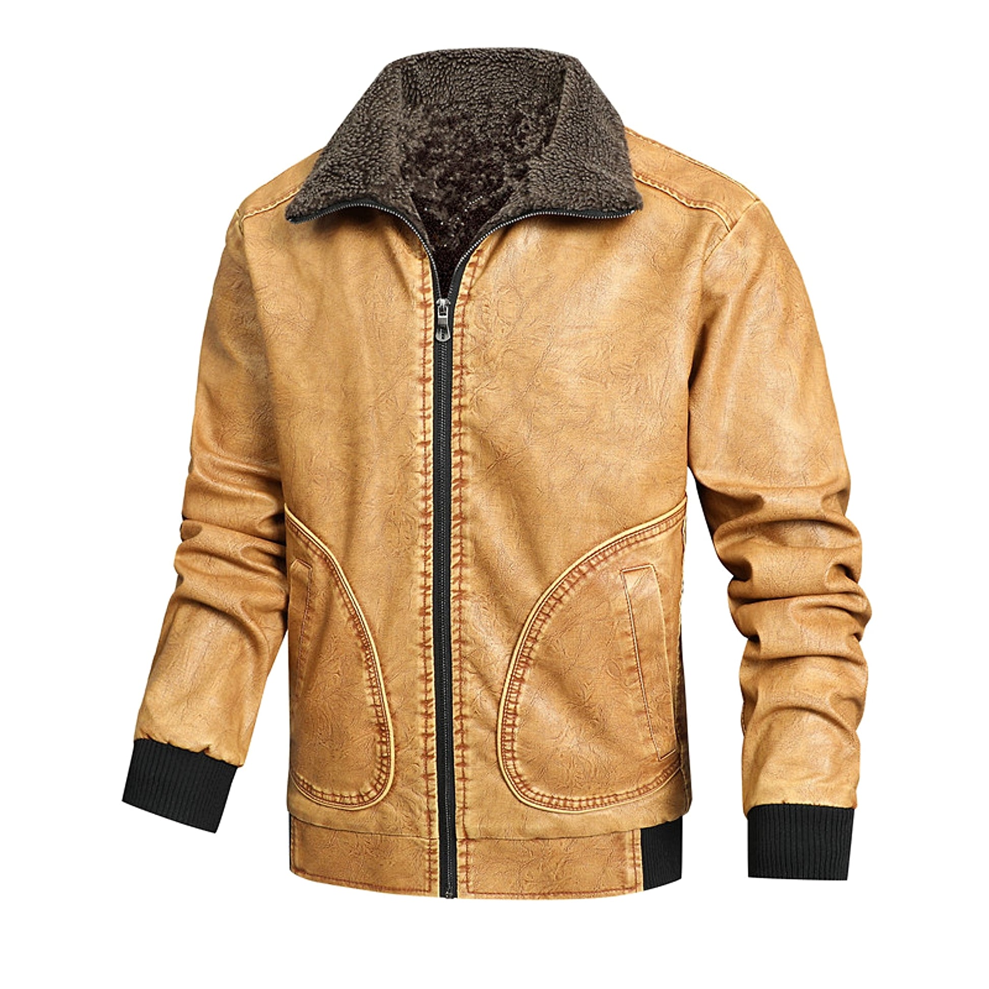 Men's Fashion Casual Polo Collar Zipper Jacket - enhanced image 3