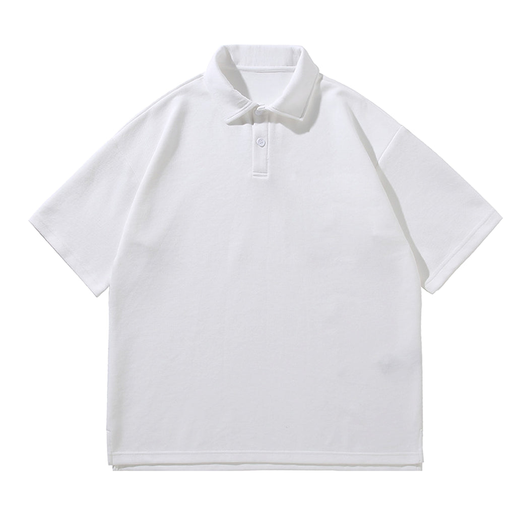 Men's Fashion Casual Solid Color Polo Collar Shirt Top - enhanced image 3
