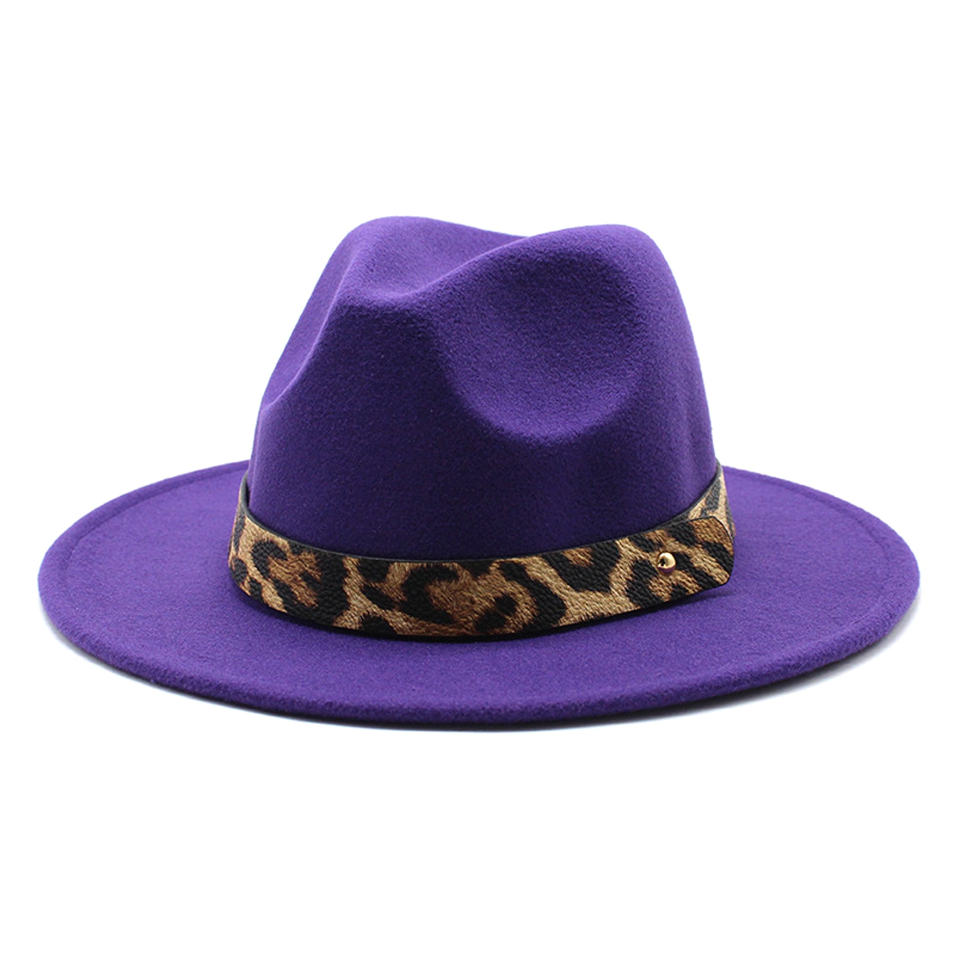 Men's Fashion Leopard Print Woolen Big Brim Top Hat - enhanced image 3
