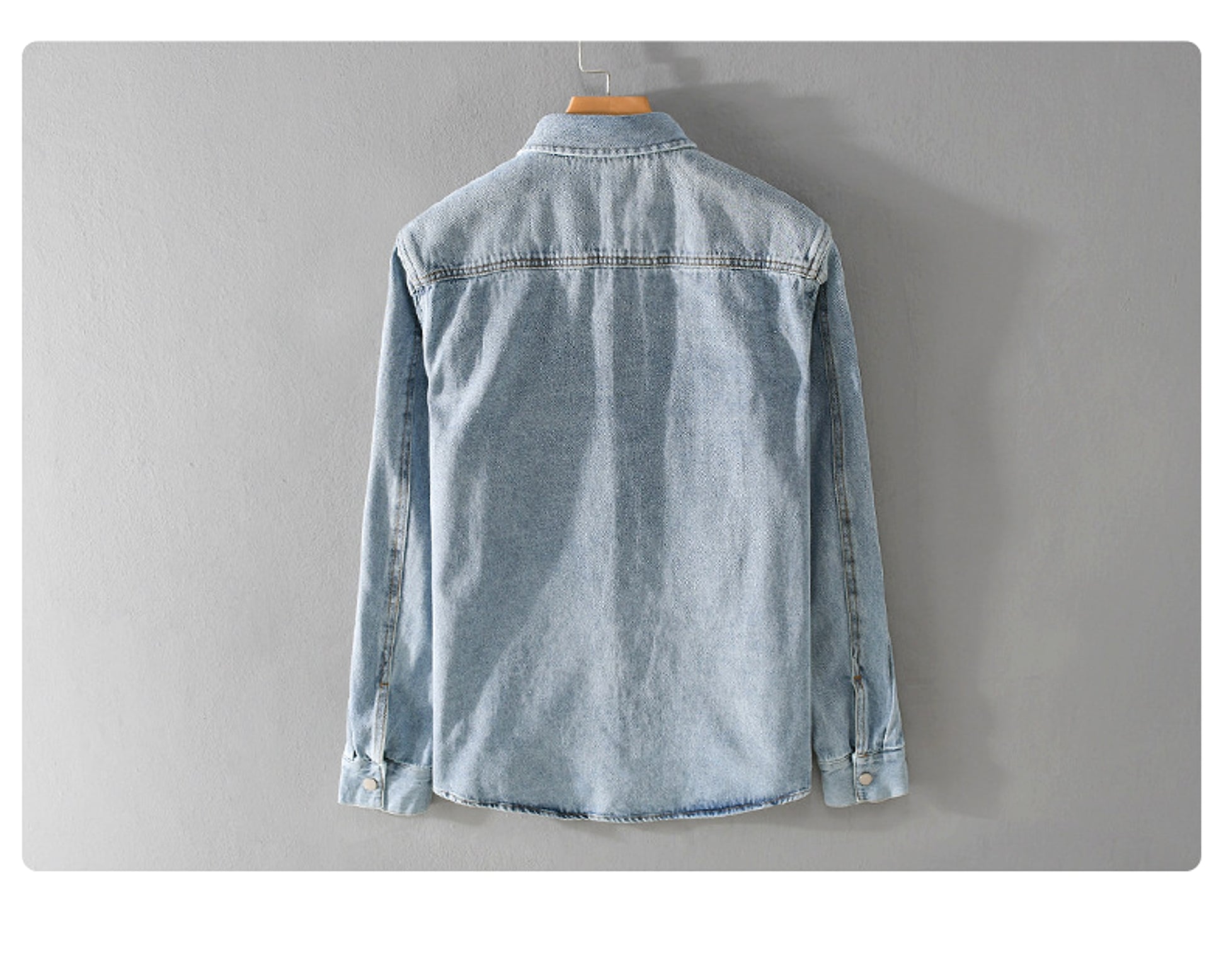 Men's Fashion Retro Denim Long-sleeved DressShirt - enhanced image 3