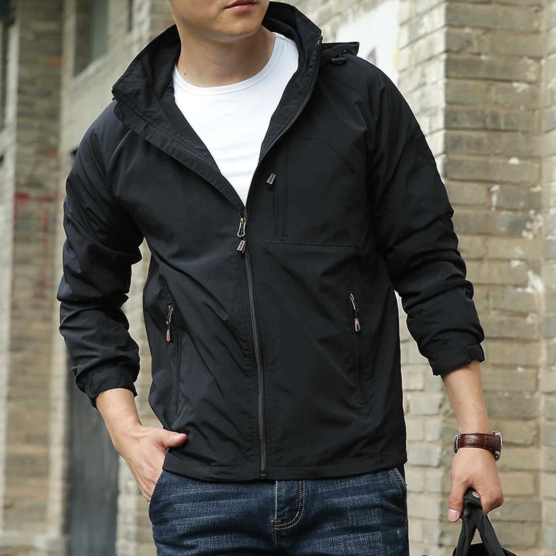 Men's Fashion Solid Color Single Outdoor Jacket - enhanced image 3