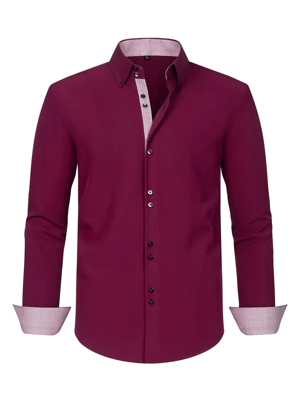 Men's Full Size Button-Down Casual Shirt with Contrast Cuffs Plus Size - enhanced image 3