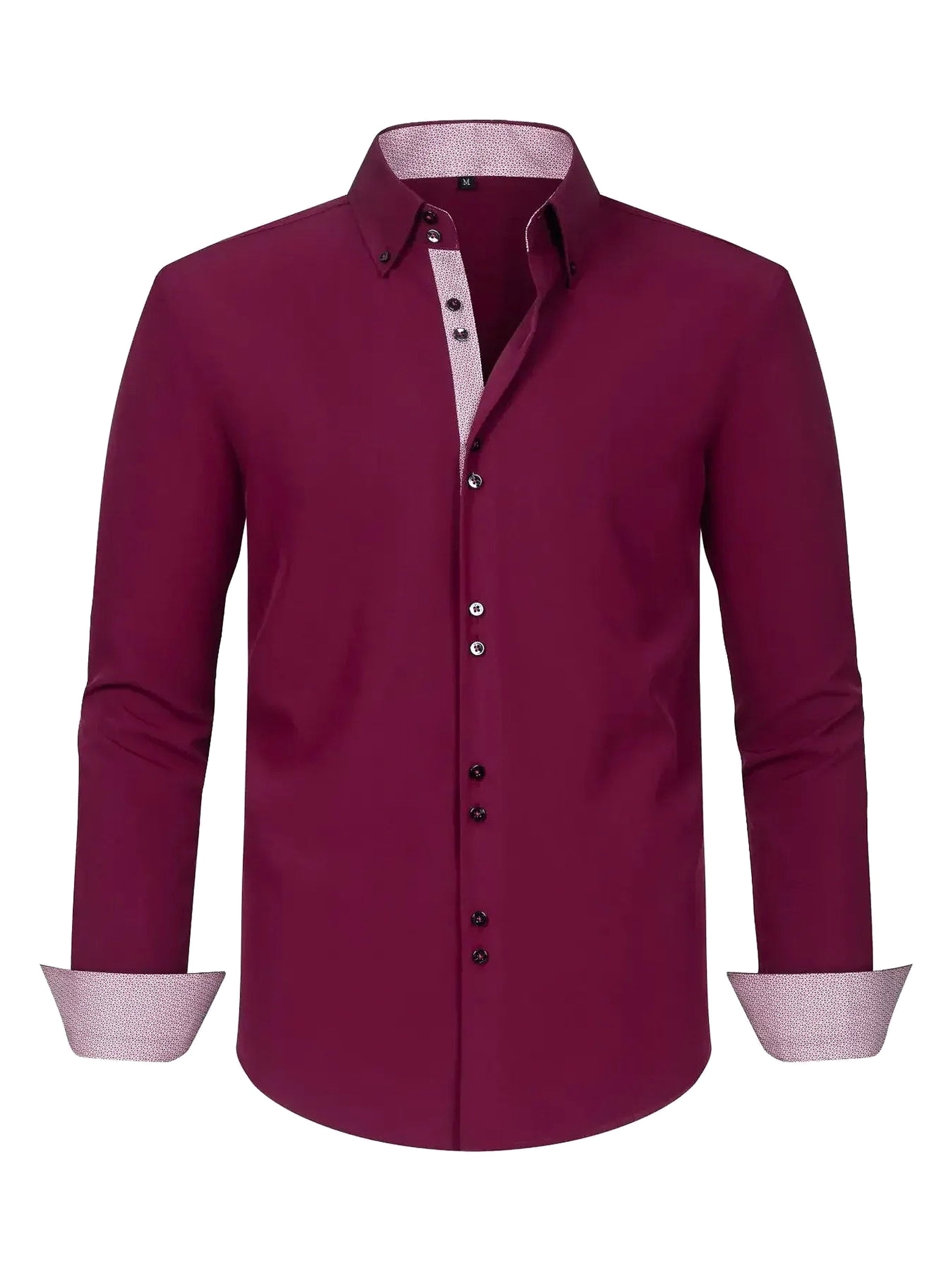 Men's Full Size Button-Down Casual Shirt with Contrast Cuffs Plus Size - enhanced image 3