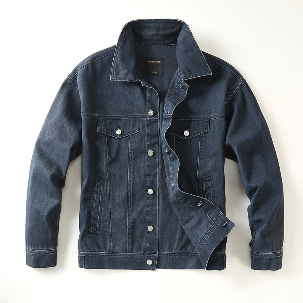 Men's High Street Loose-fitting Workwear Jacket Polo Collar Top Cotton - enhanced image 3