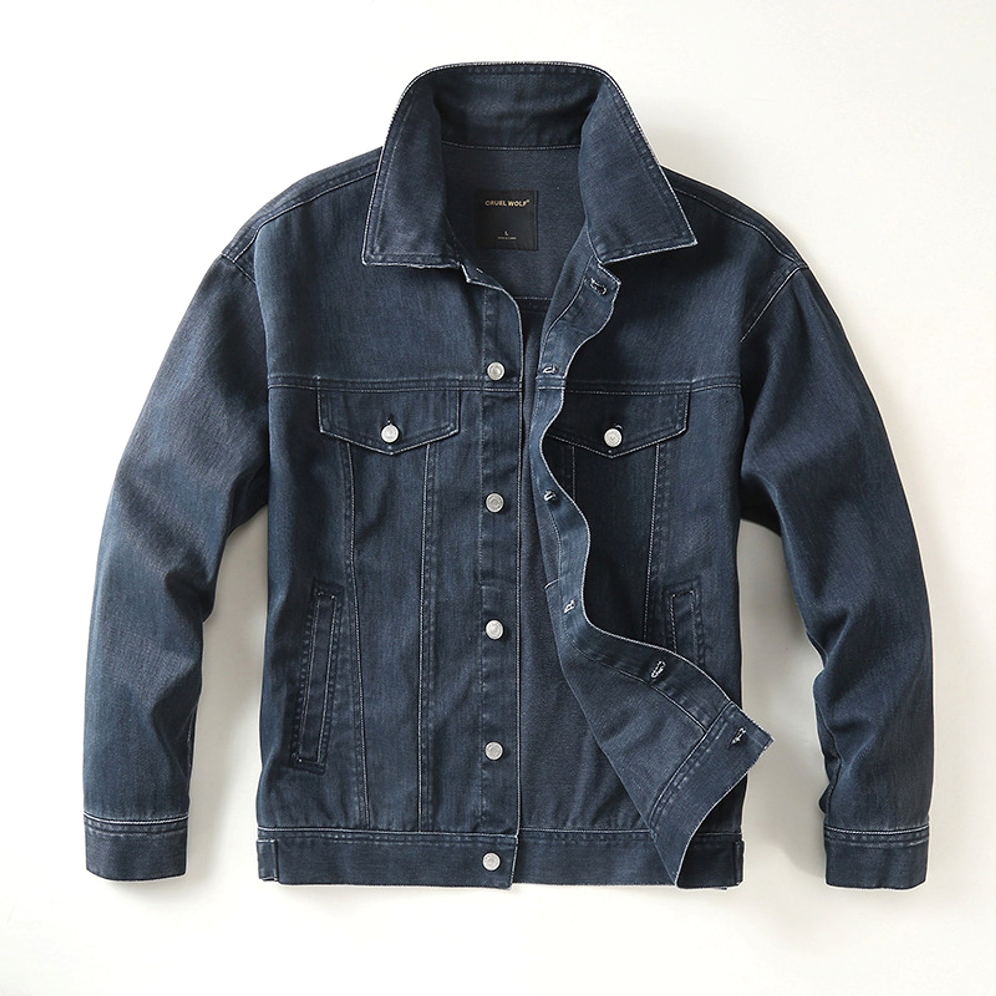 Men's High Street Loose-fitting Workwear Jacket Polo Collar Top Cotton - enhanced image 3
