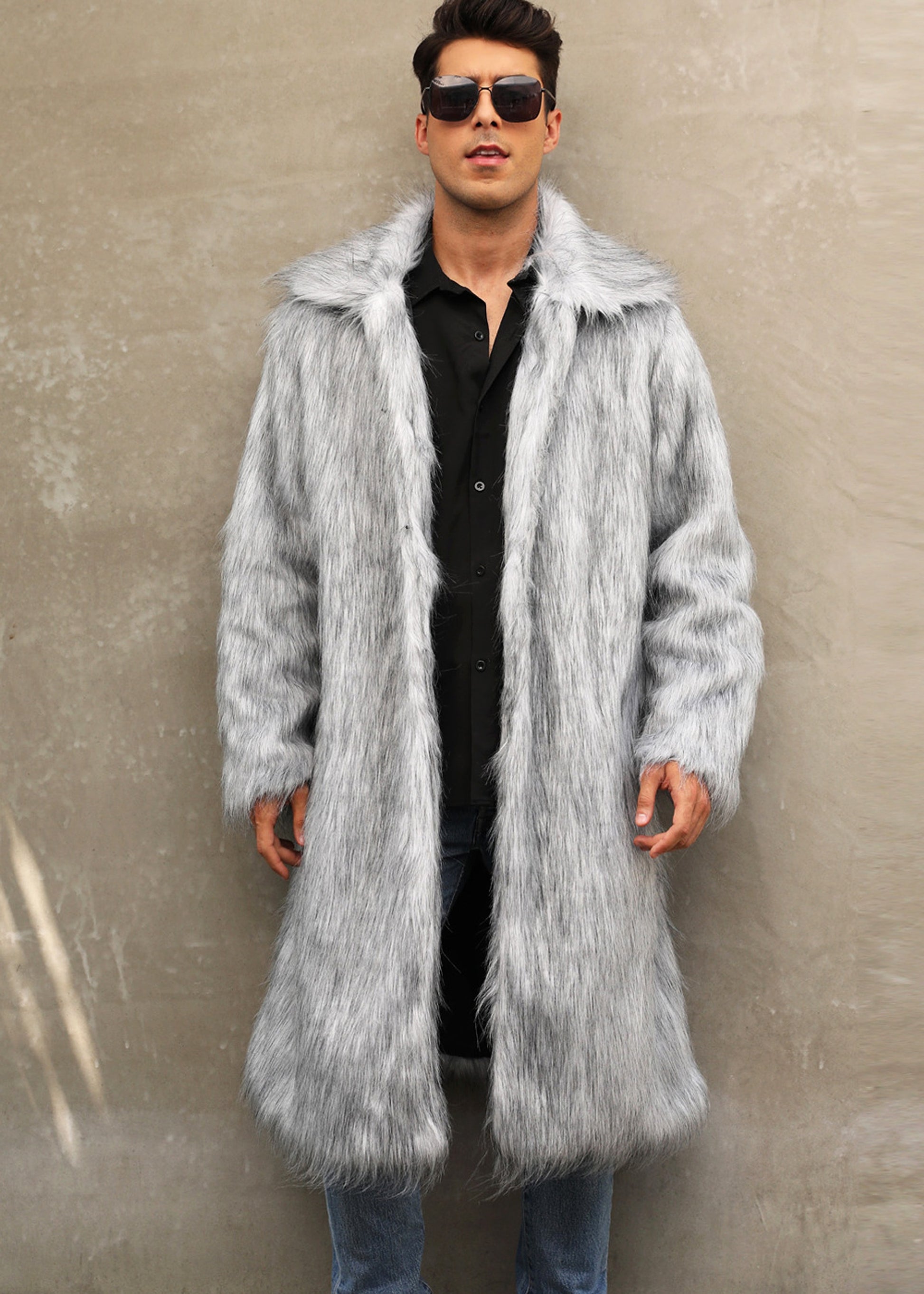 A.1 Men's Imitation Fox Fur Warm Coat Jacket - enhanced image 3