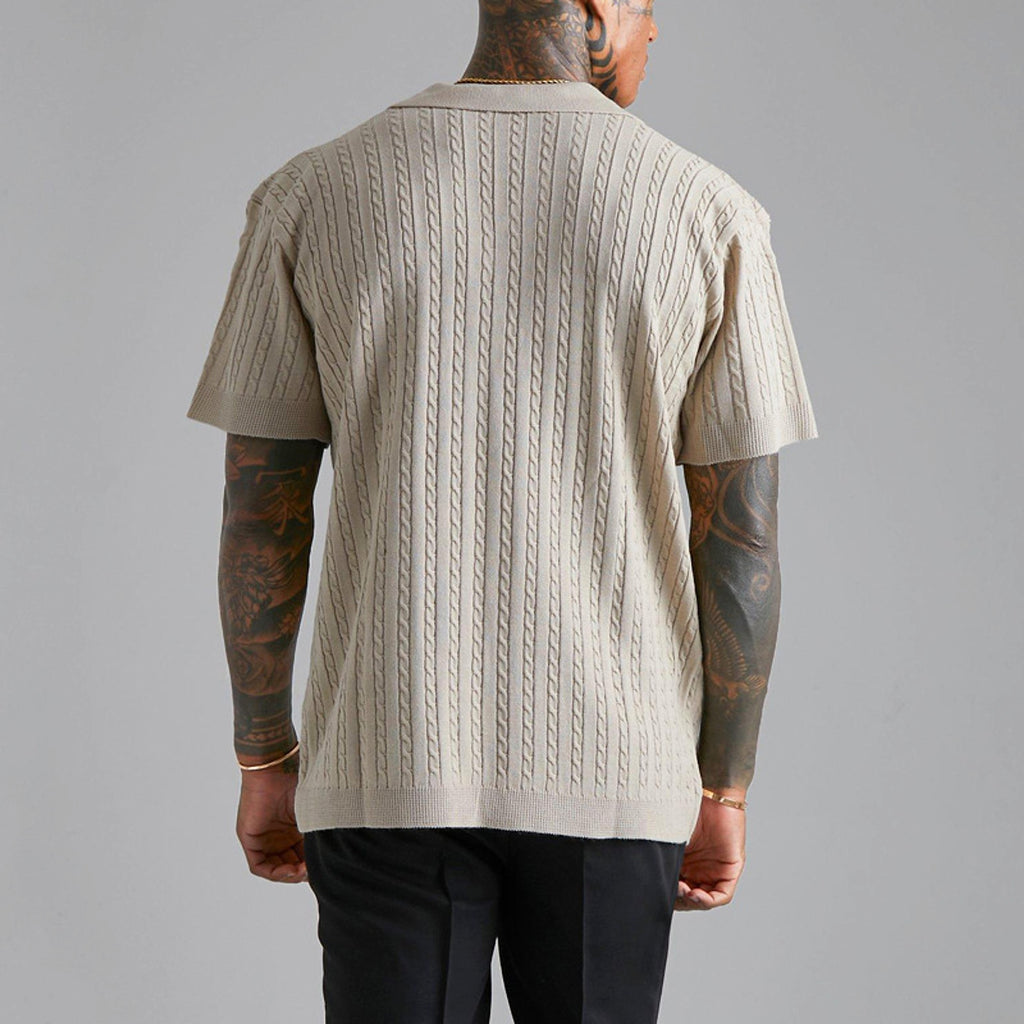Men's Knitted Button Short-sleeved T-shirt - enhanced image 3