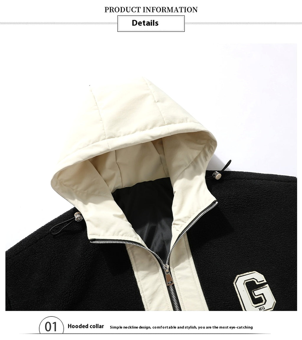 Men's Lamb Wool Student Versatile Thickened Padded Polar Fleece Cotton-padded Jacket - enhanced image 3