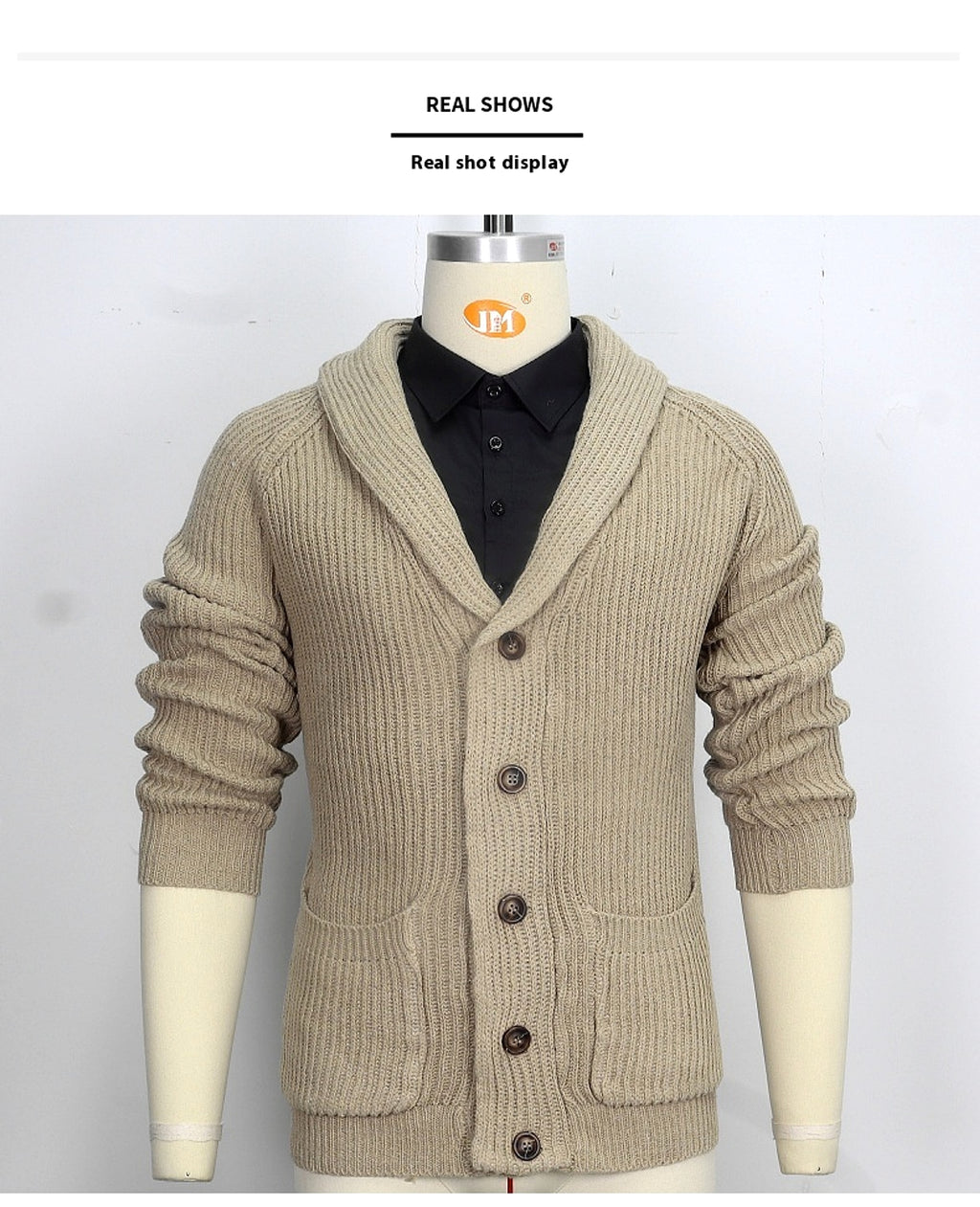 Men's Lapel Knitting Cardigan Fashion Button Sweater With Pockets Outwear Long Sleeve Top Spring Fall - enhanced image 3