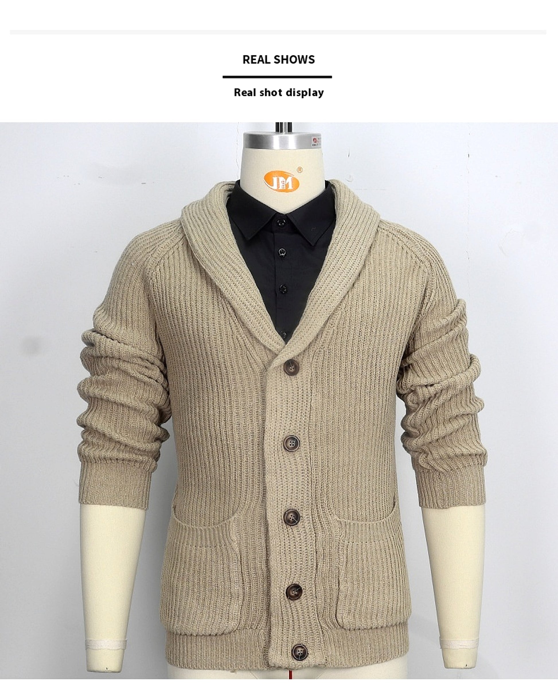 Men's Lapel Knitting Cardigan Fashion Button Sweater With Pockets Outwear Long Sleeve Top Spring Fall - enhanced image 3