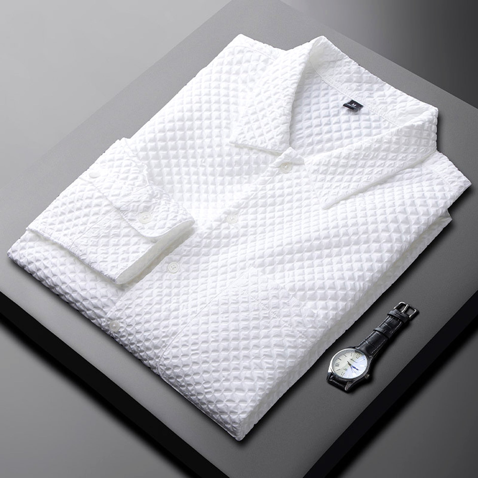 Men's Long Sleeve White DressShirt - enhanced image 3