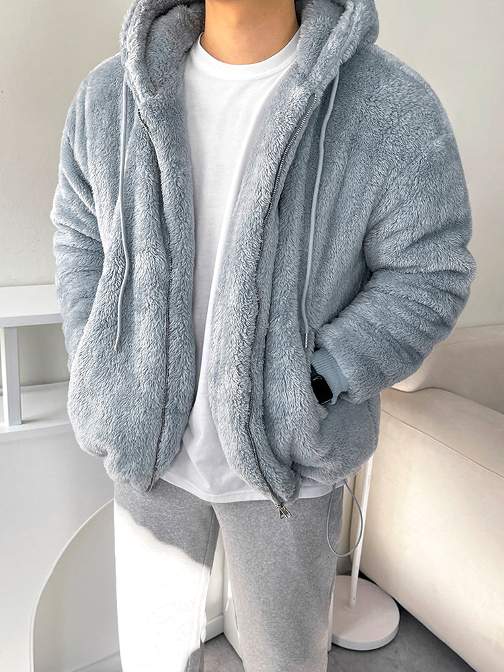 Men's Loose All-match Lamb Wool Thickened Hooded Sweatshirt - enhanced image 3