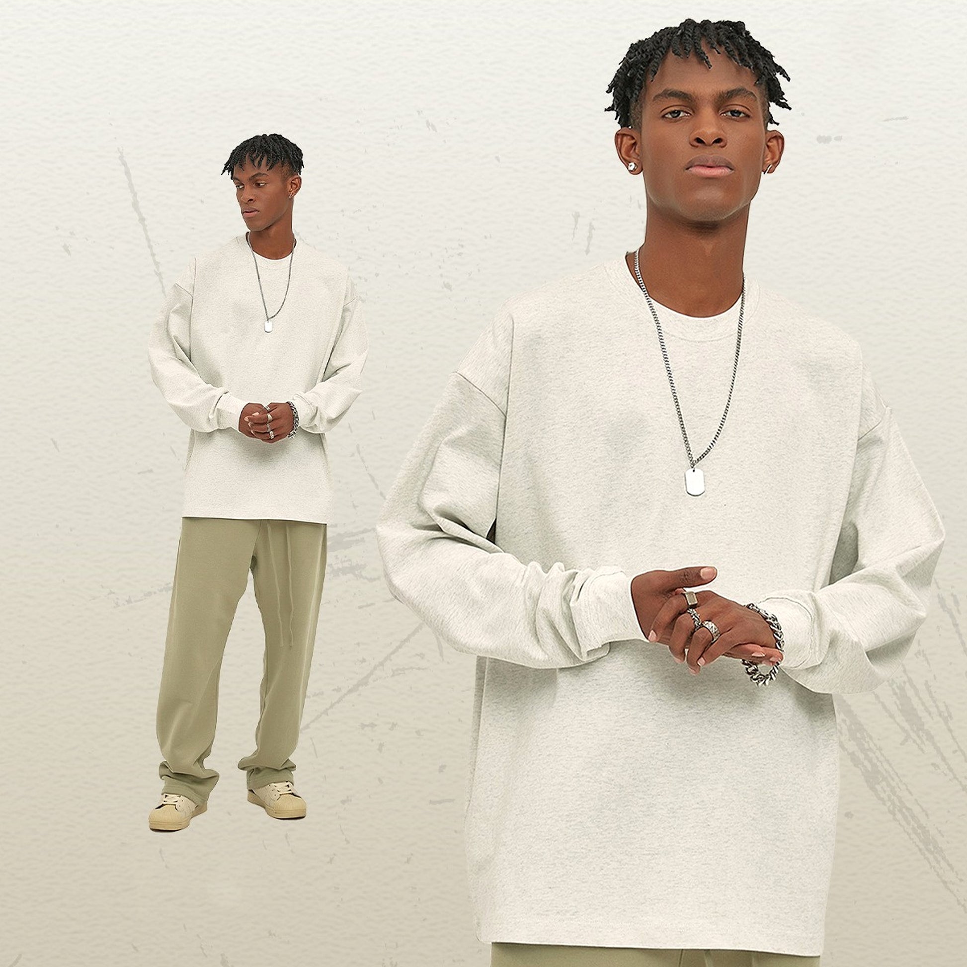 Men's Loose Long-sleeved T-shirt Top - enhanced image 3