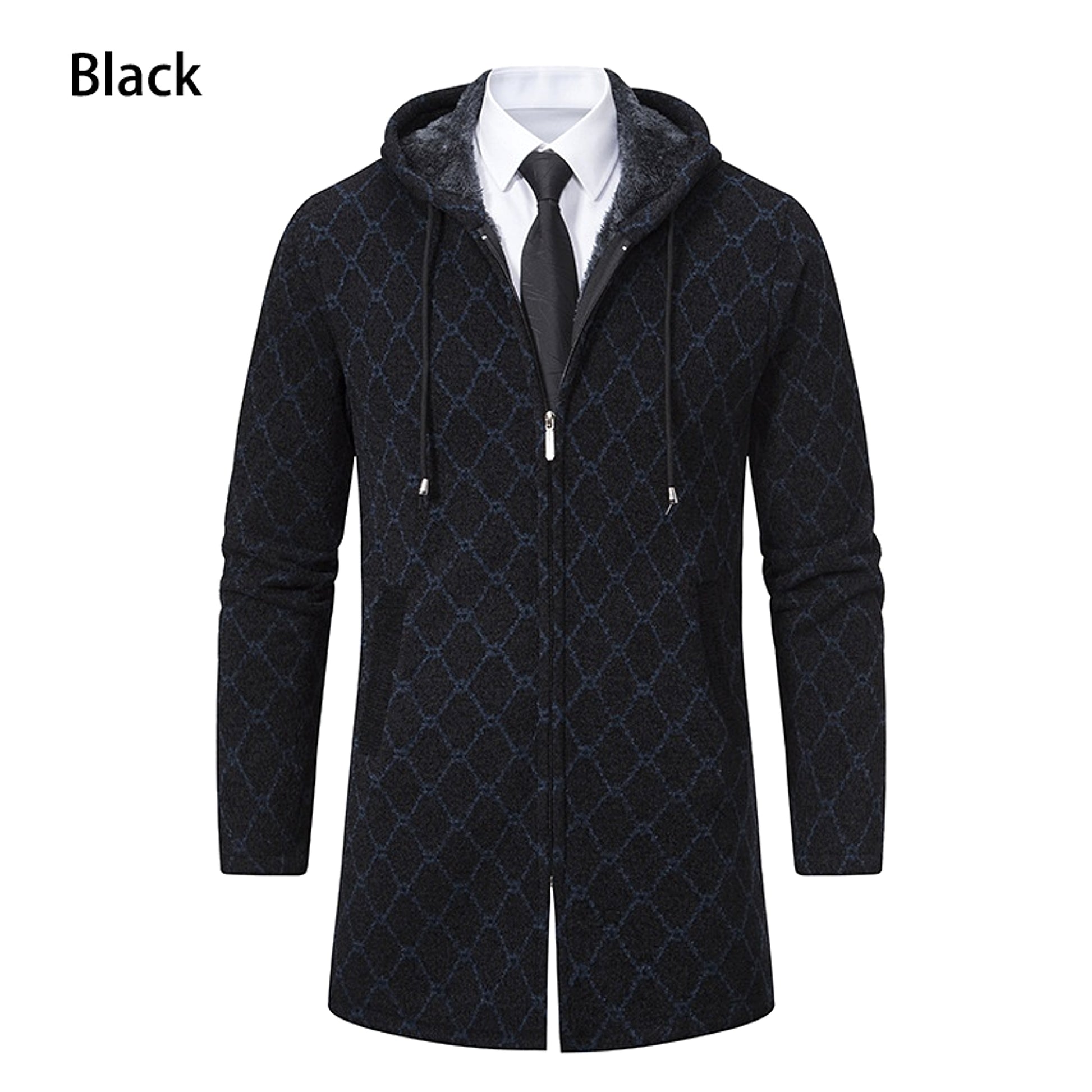 Men's Mid-length Sweater Fashion Casual Hooded Coat - enhanced image 3