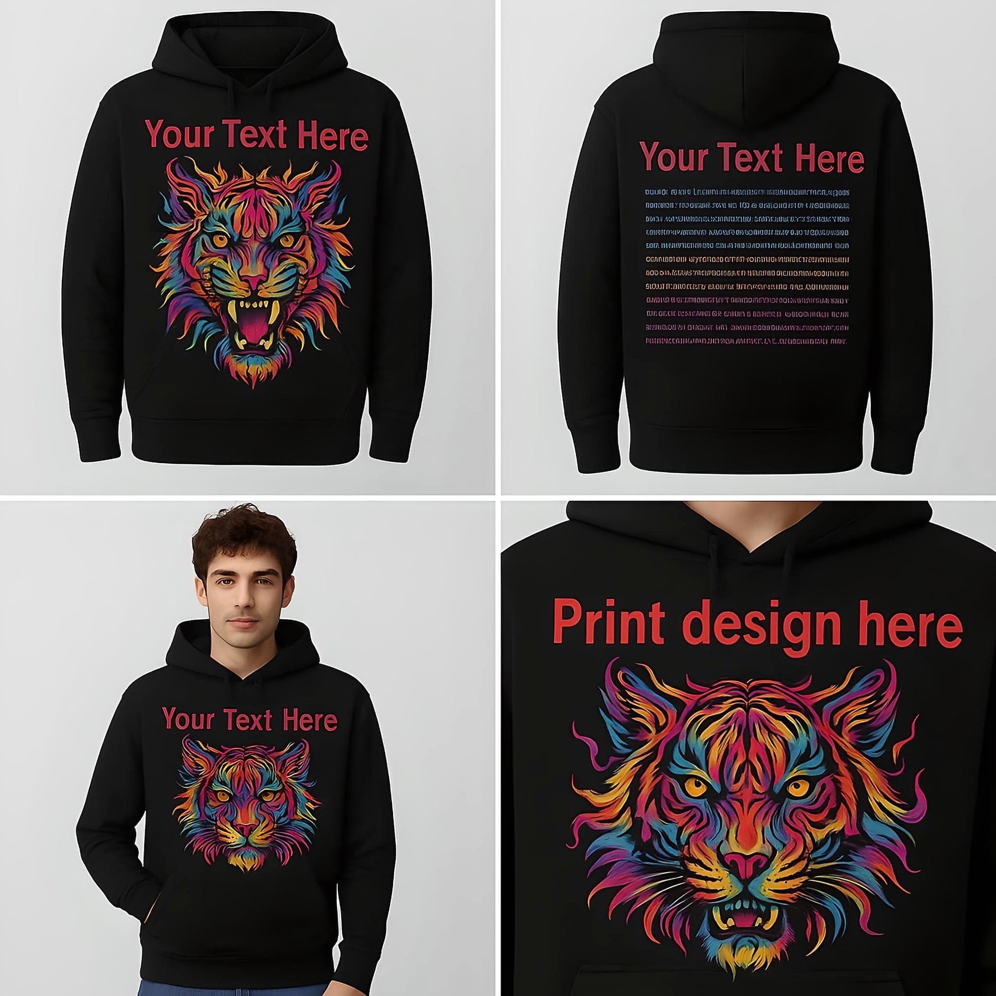 Men's Customizable Printed Long-Sleeved Hoodie - enhanced image 3