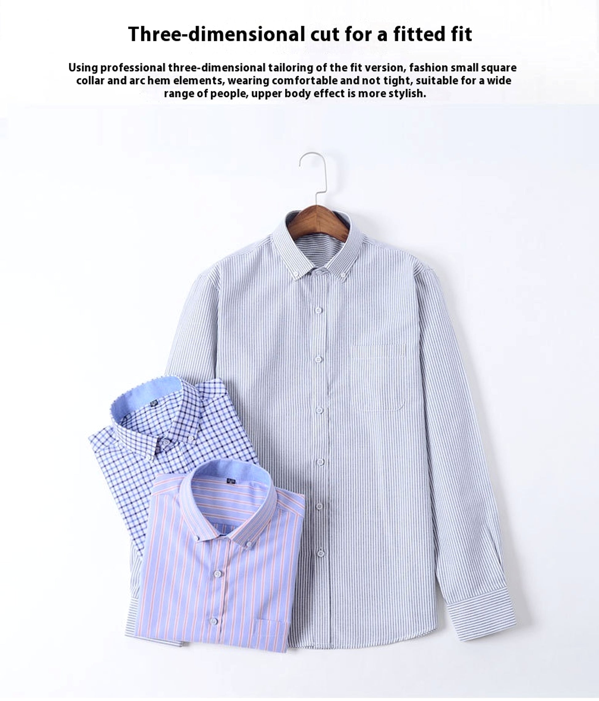 Men's Purified Cotton Long Sleeve DressShirt Anti-wrinkle Heartless Slim Fit - enhanced image 3