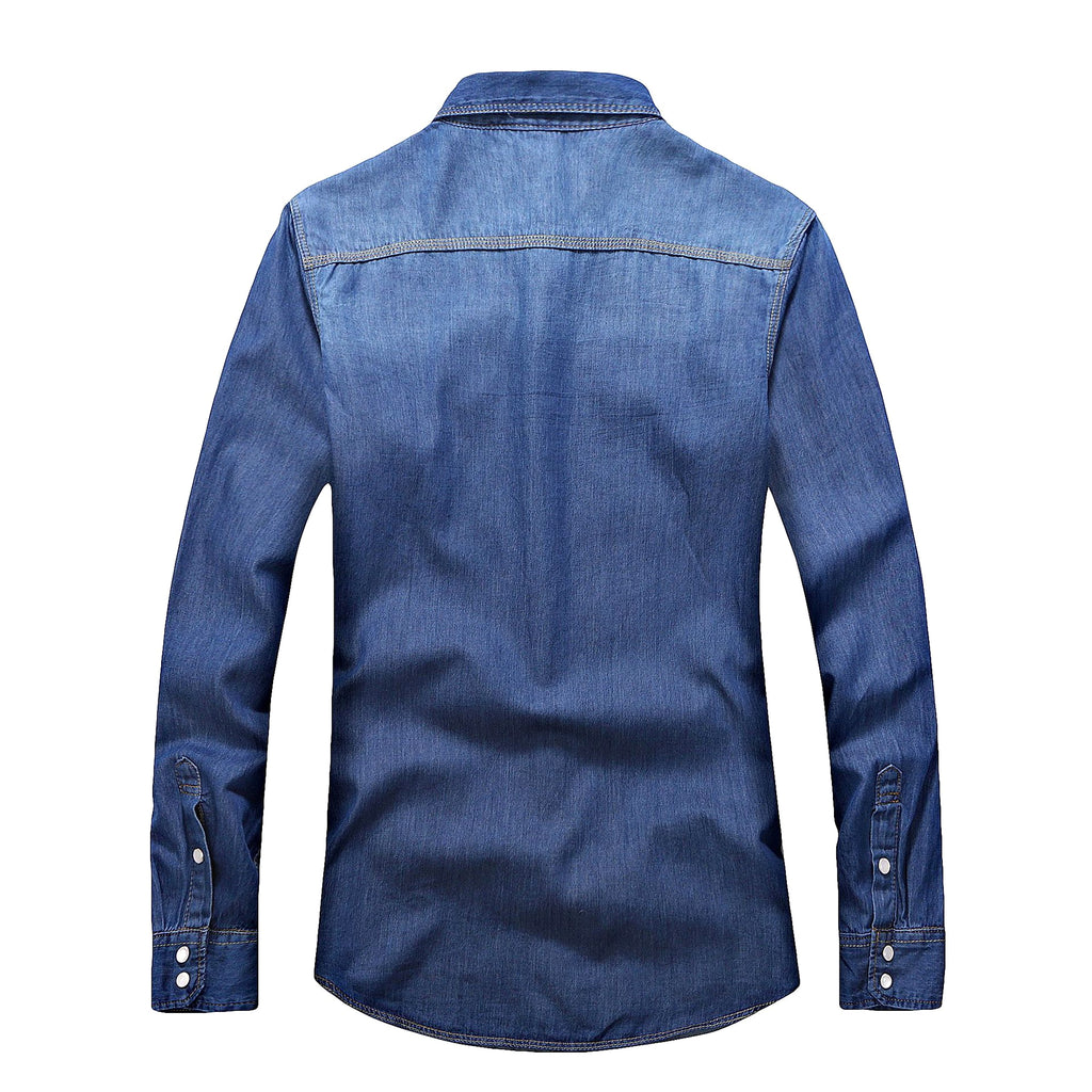 Men's Slim Fit Denim Long Sleeve DressShirt - enhanced image 3