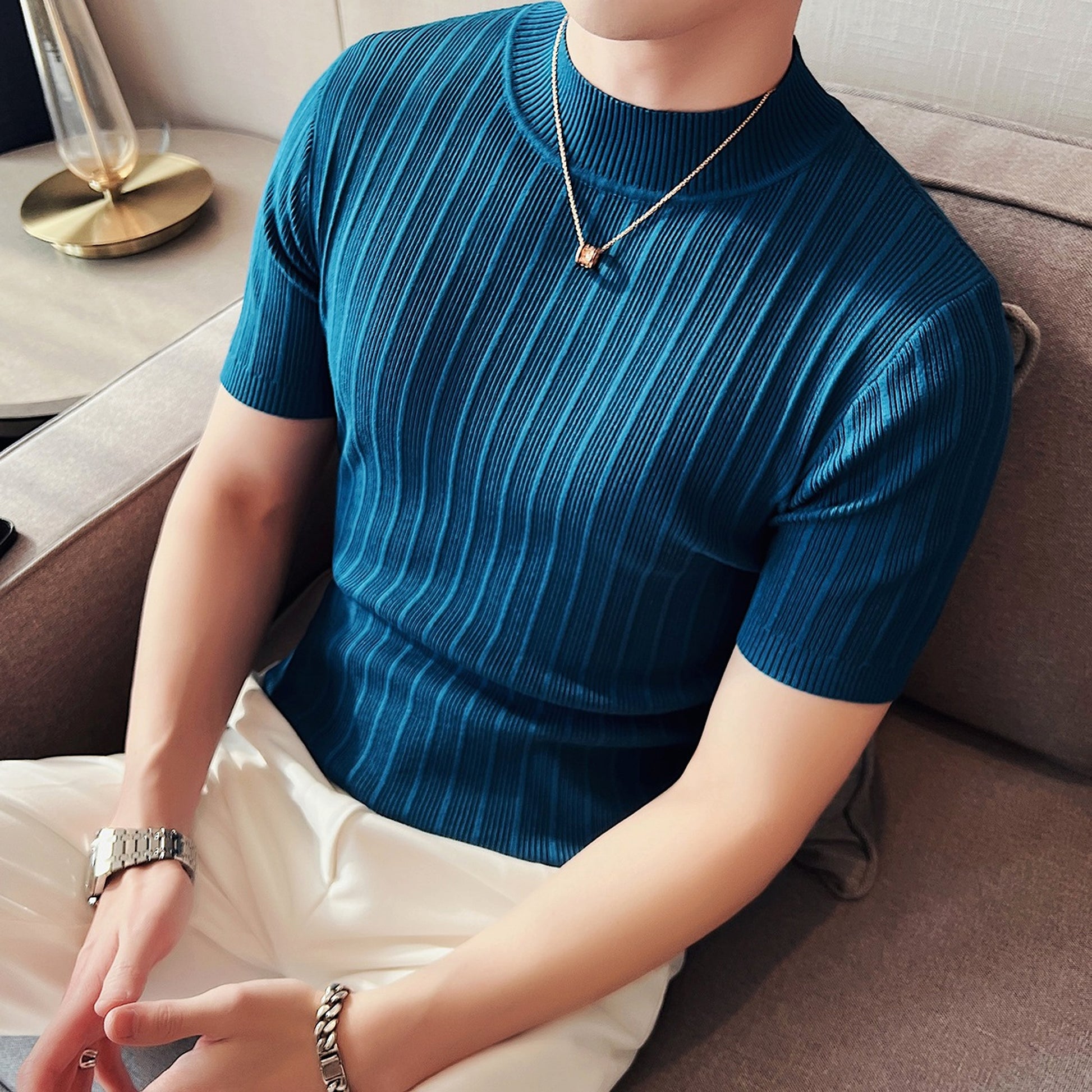 Men's Slim Fit Inner Layer With Bottom Top T-Shirt - enhanced image 3