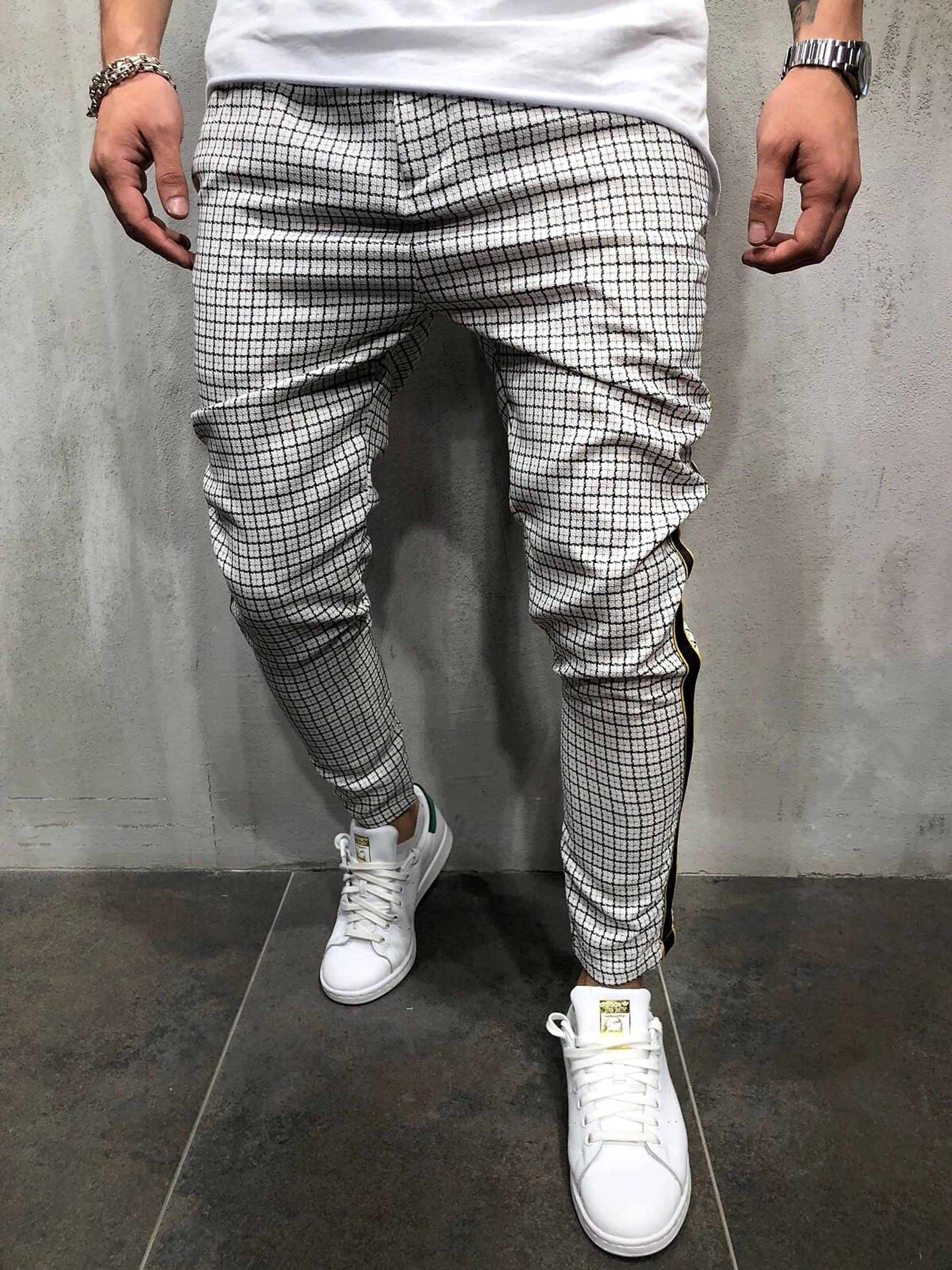 Men's Slim-fitting Cool Casual Sports Striped Side Ribbon Trousers (Jeans & Pants) - enhanced image 3