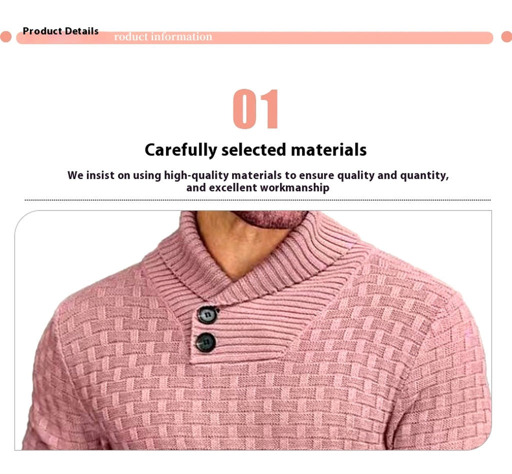 Chic Buttoned Slim Turtleneck Sweater for Men - enhanced image 3