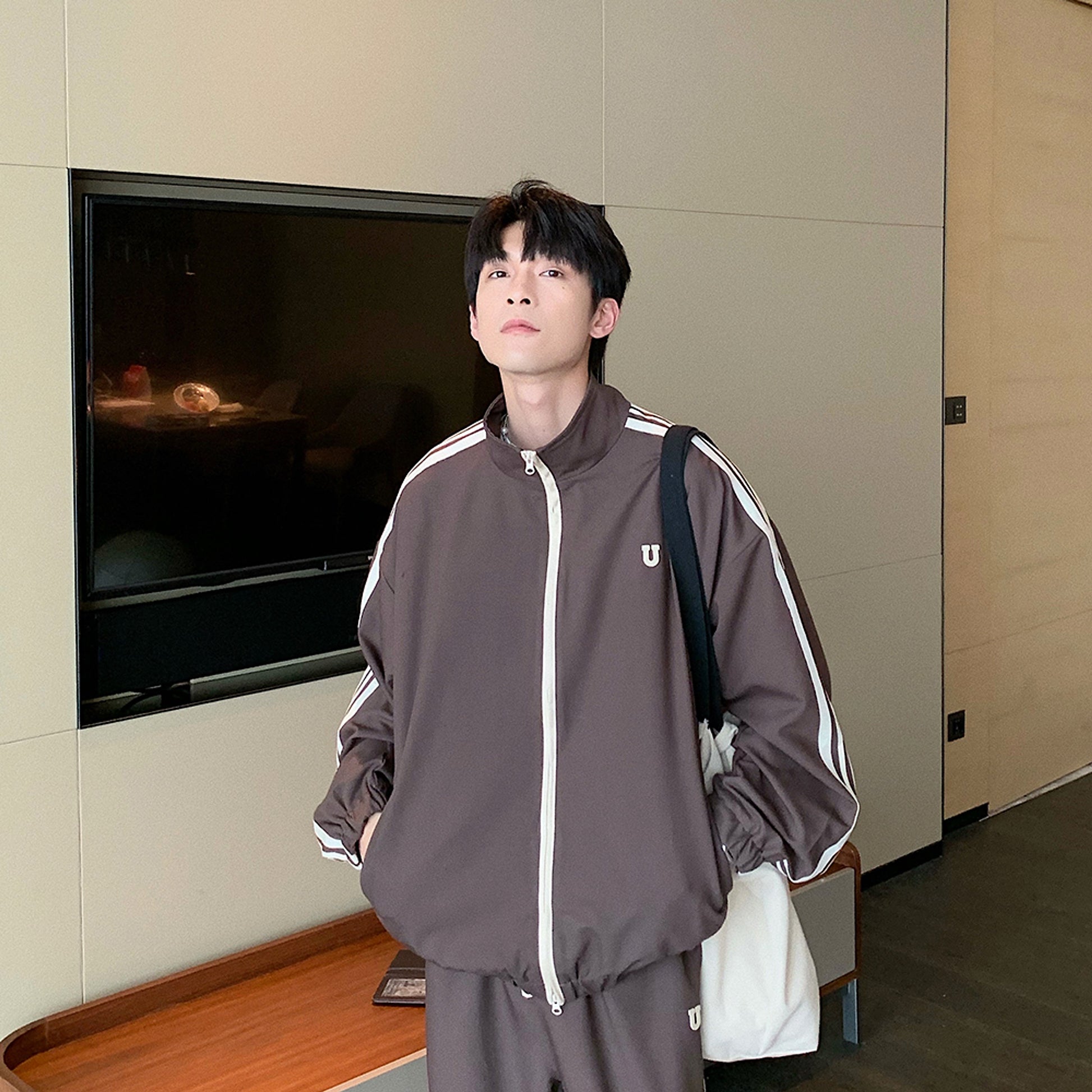 Men's Solid Color Cardigan Sweater Casual Pants Two Piece Set - enhanced image 3