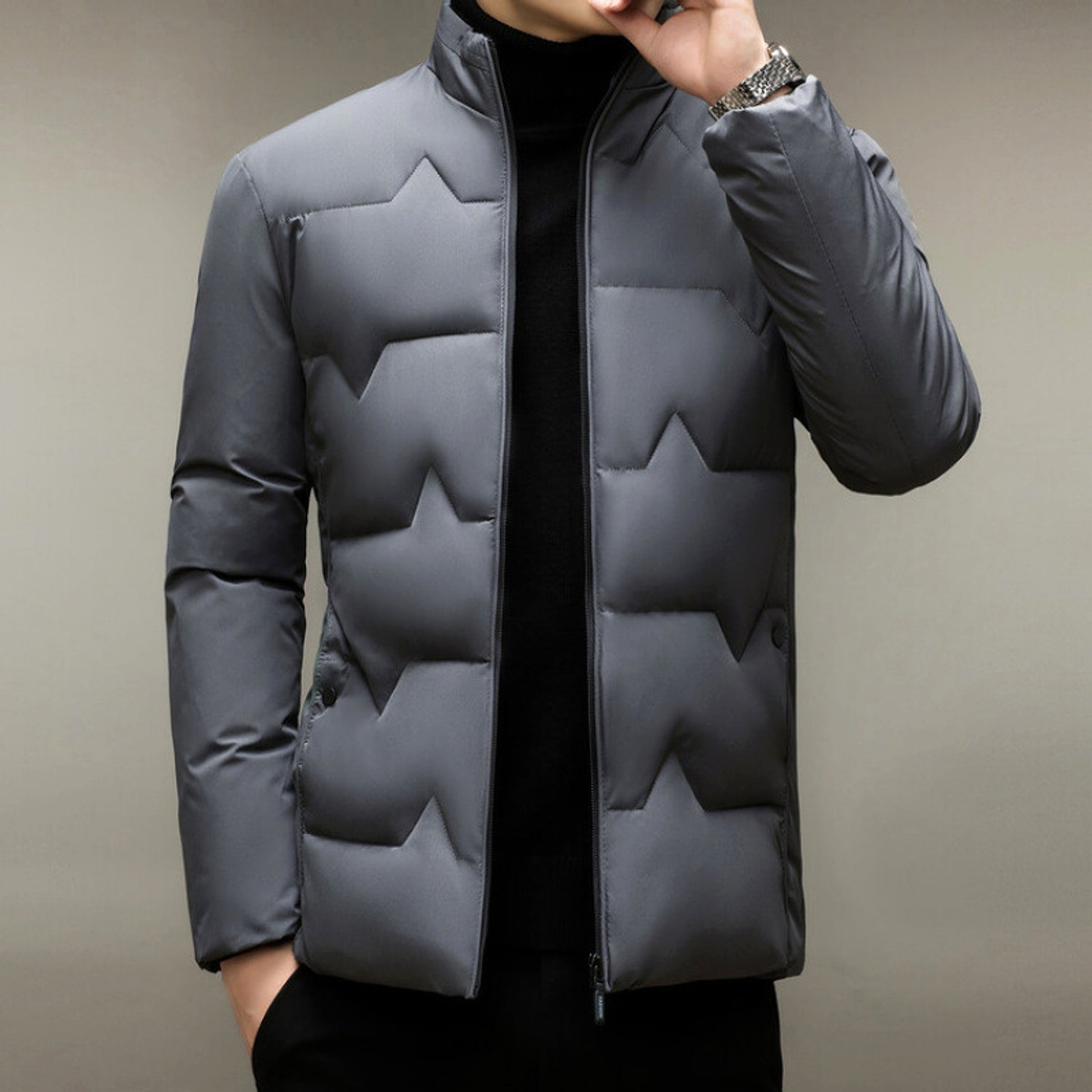 Men's Thickened Cotton-padded Coat Middle-aged Dad Cotton-padded Jacket - enhanced image 3