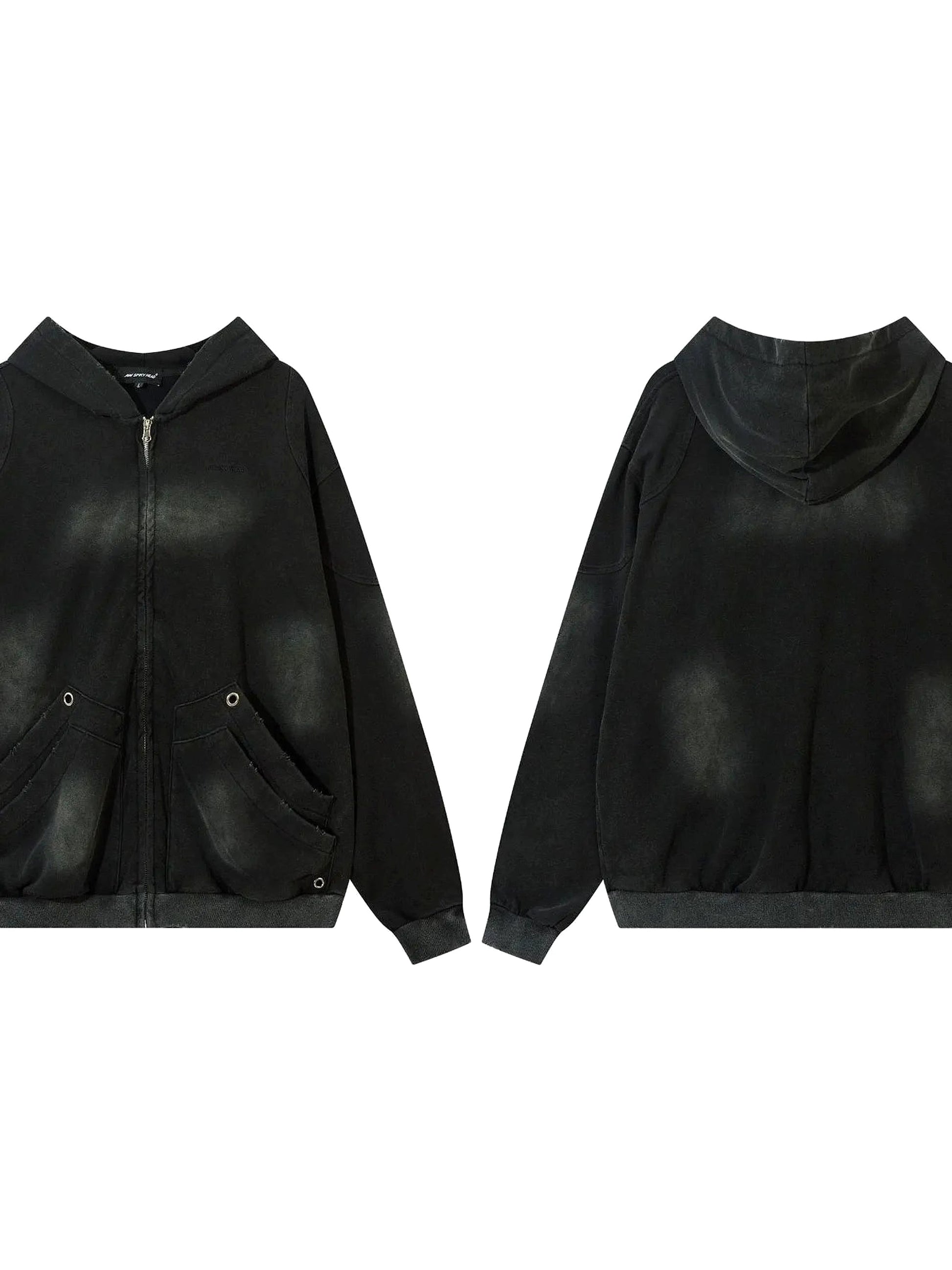 Men's Washed Zip-Up Oversized Hoodie - enhanced image 3