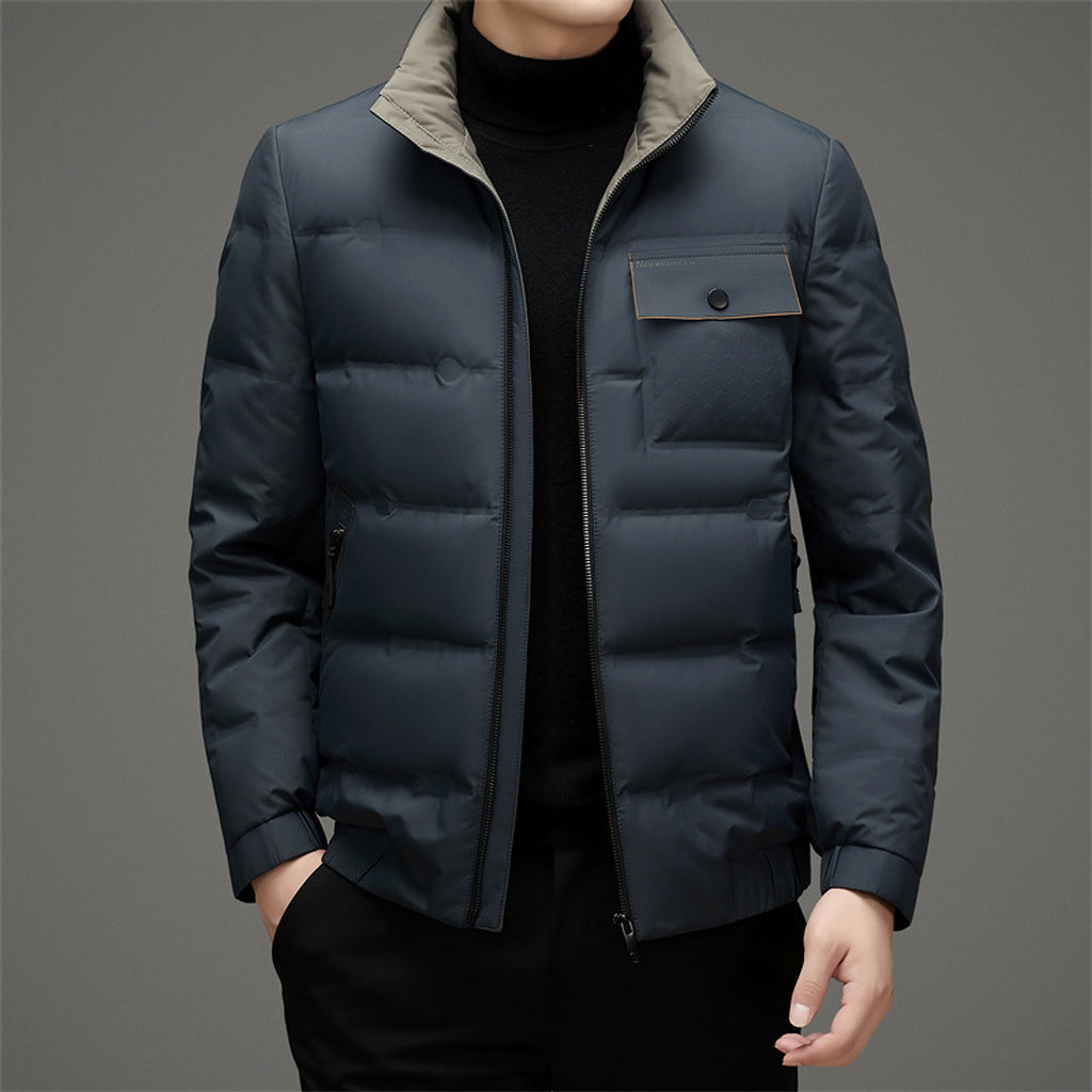 Men's Winter Stand Collar Short Thickened Warm Outdoor Down Jacket - enhanced image 3