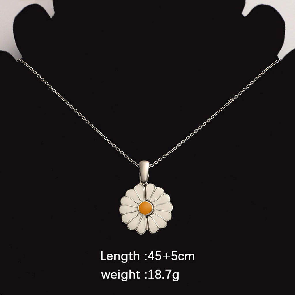 Mirror Stainless Steel Sunflower Pendant Necklace - enhanced image 3
