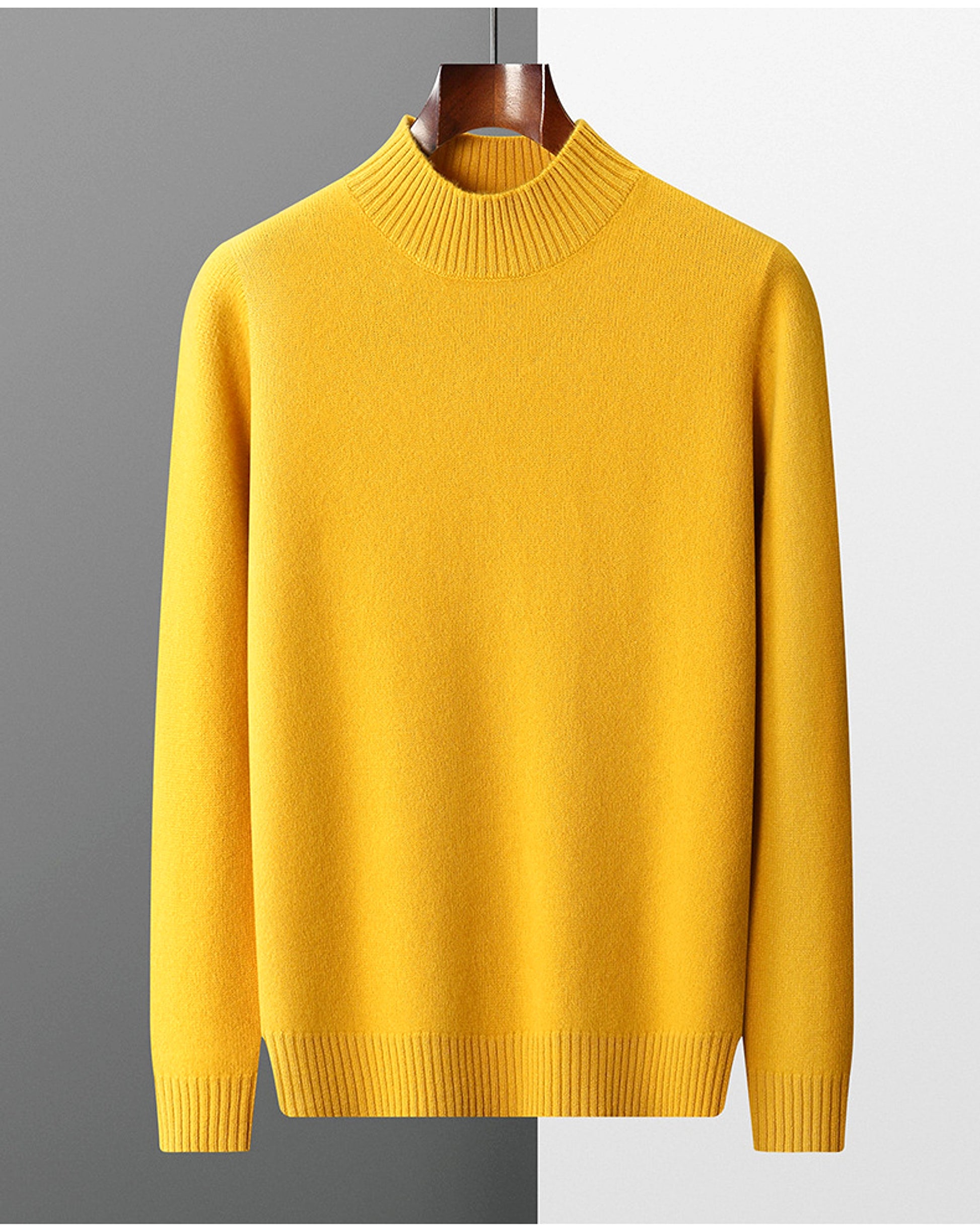 Mock Neck Sweater Men's Pure Wool - enhanced image 3