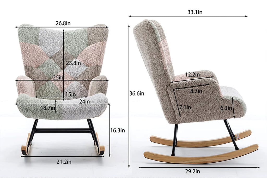 Modern Patchwork Rocking Chair – Macaron Edition - enhanced image 3