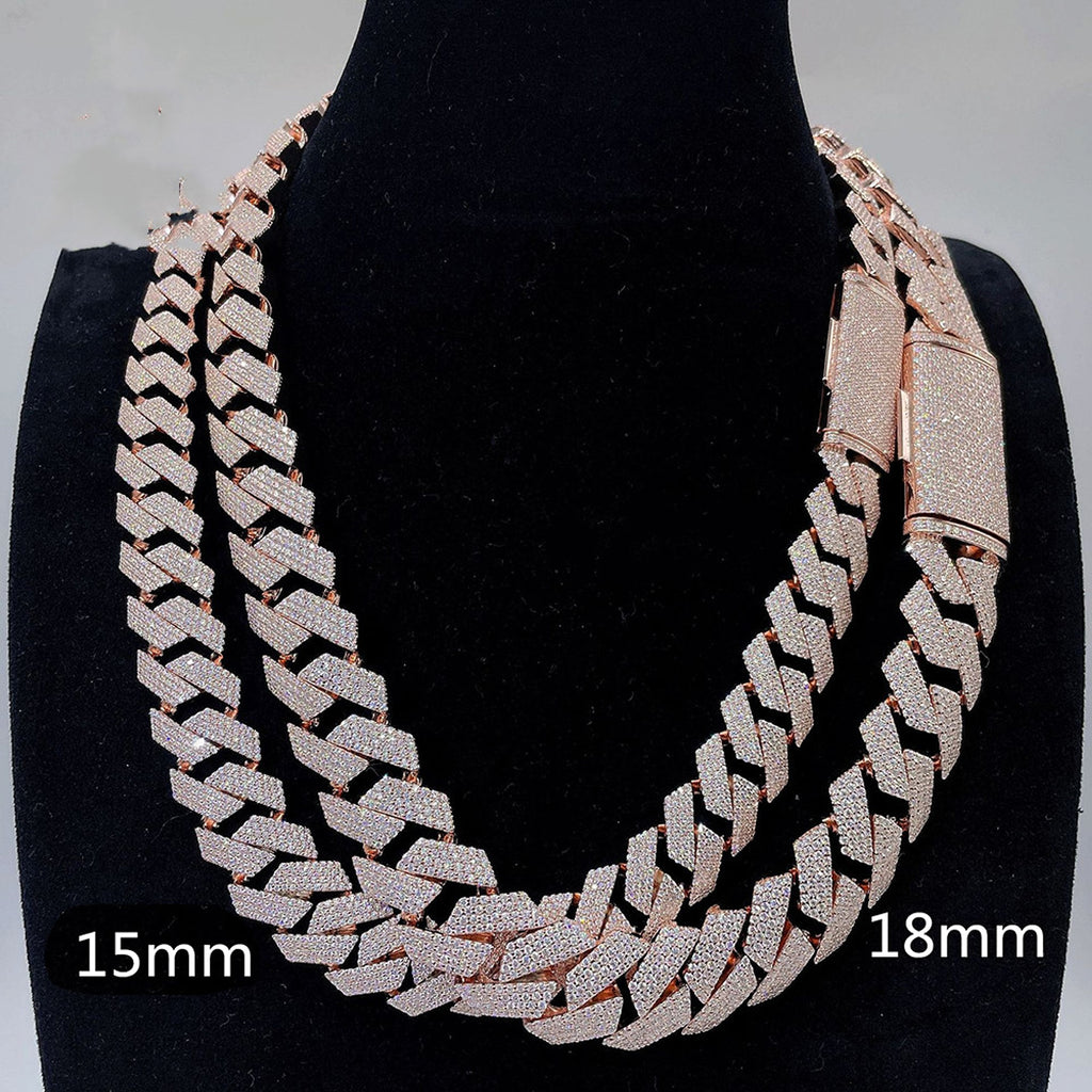 Moissanite Cuban Link Chain Necklaces S925 Silver - enhanced image 3