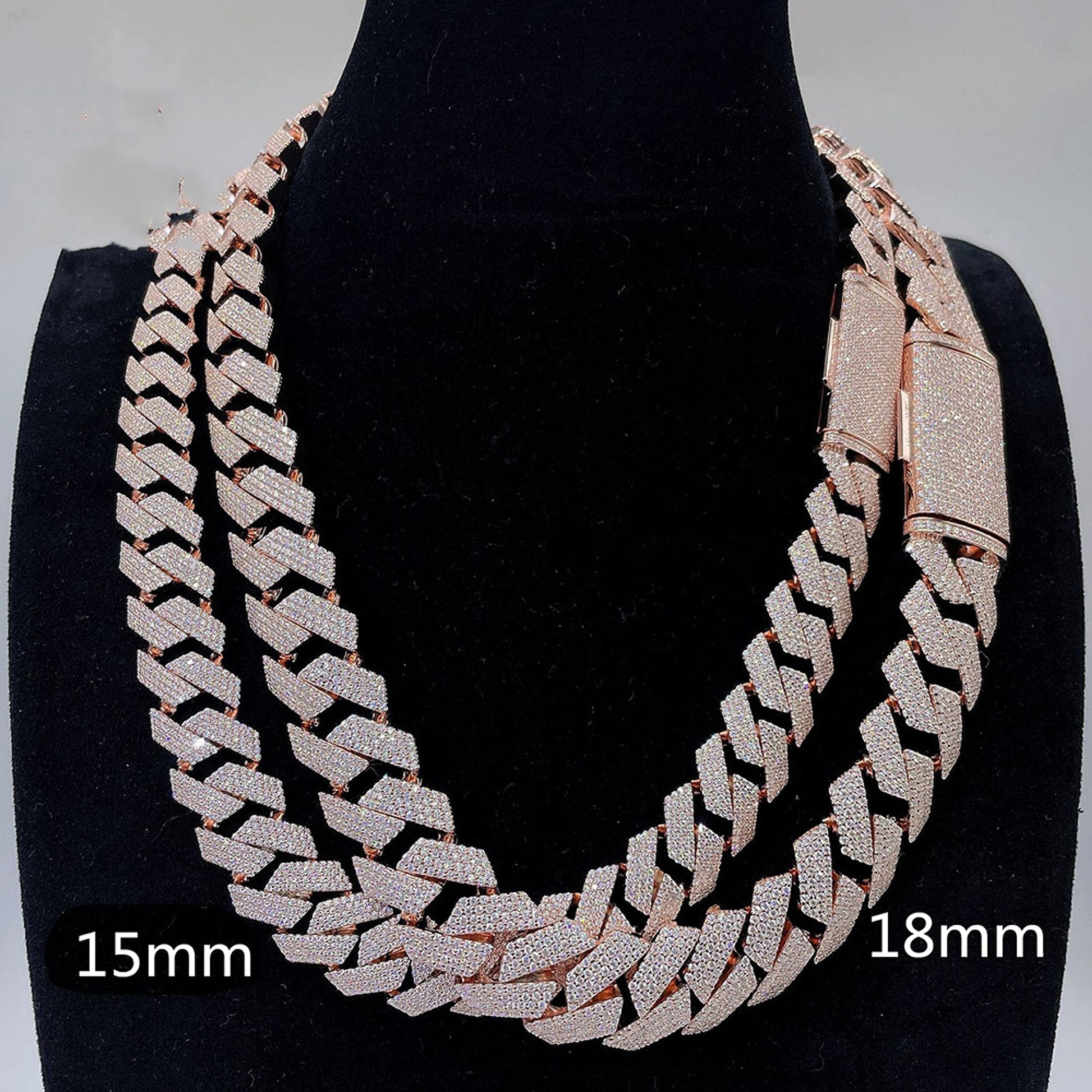 Moissanite Cuban Link Chain Necklaces S925 Silver - enhanced image 3