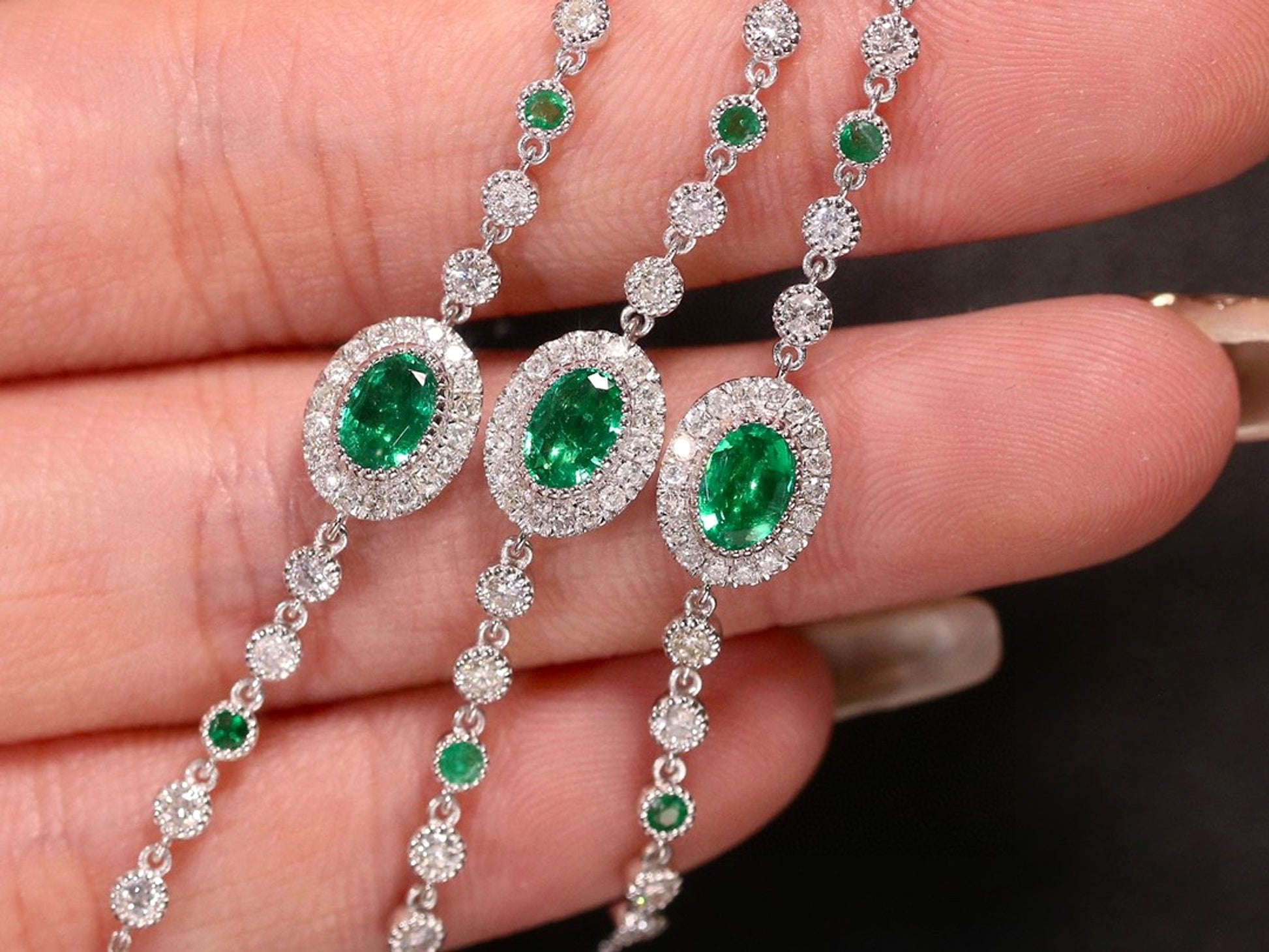 Natural Wood Color Emerald Bracelet - enhanced image 3