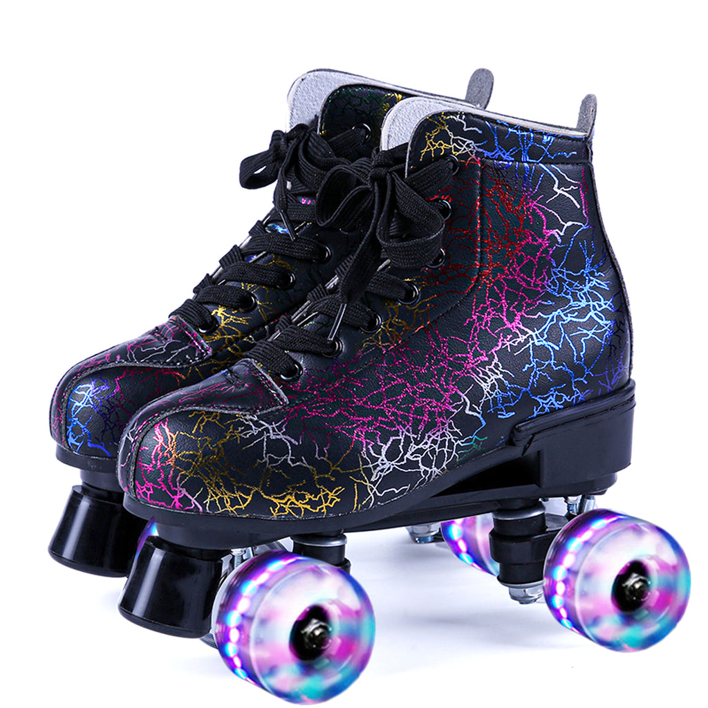 New Black And White Double Row Skates Adult Flash Roller Skates Skating Rink Cross Exclusively For Roller Skates - enhanced image 3