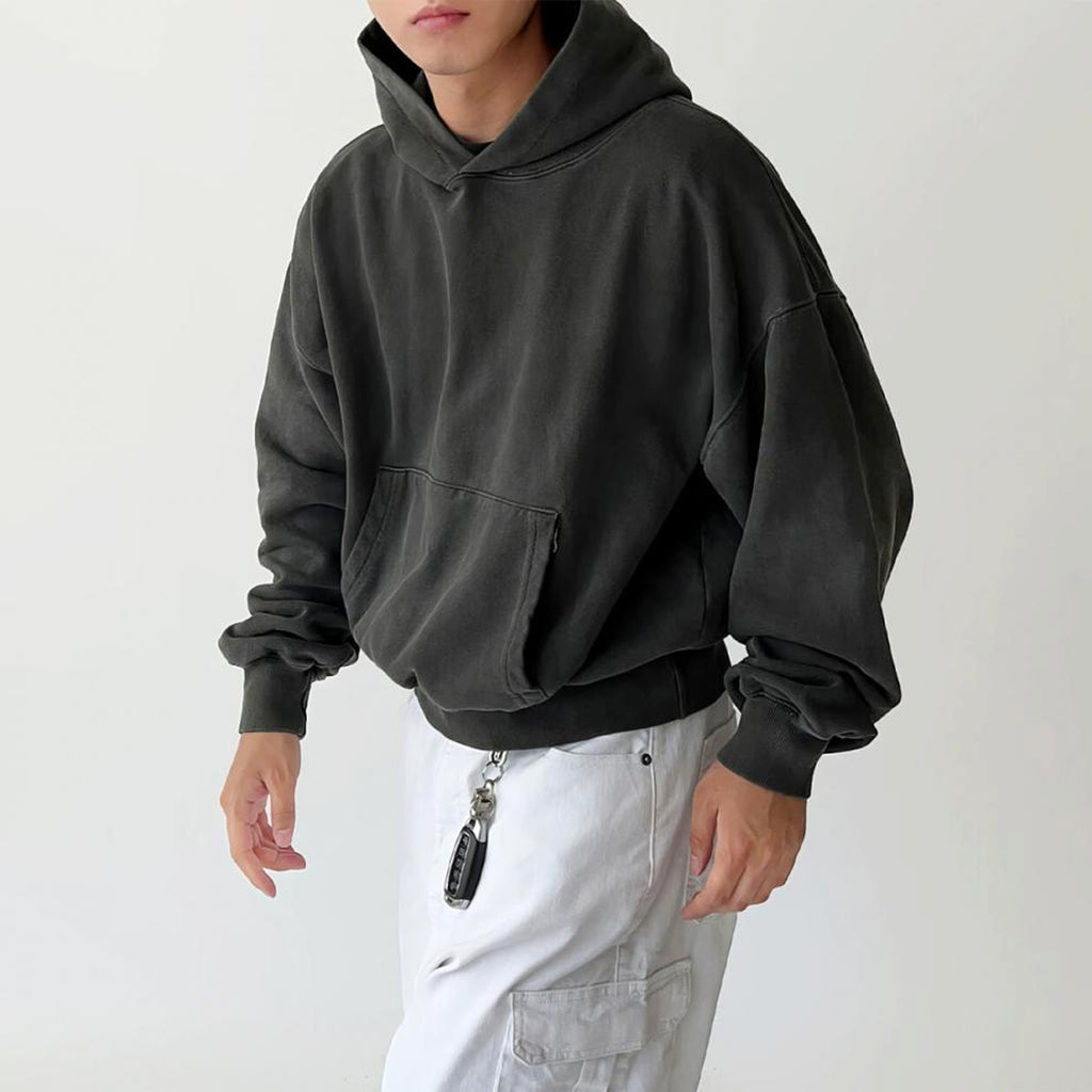 New Casual All-matching Hooded Loose Sweater Men's Retro Style Jacket - enhanced image 3