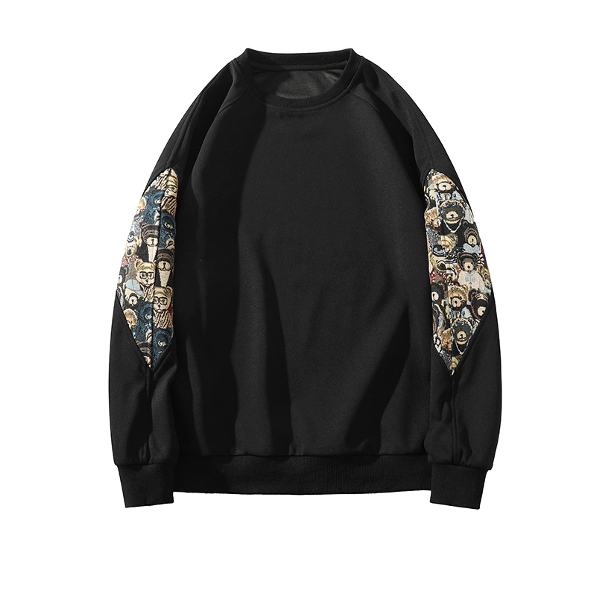 New Chinese style teddy bear embroidered patchwork hoodie - enhanced image 3