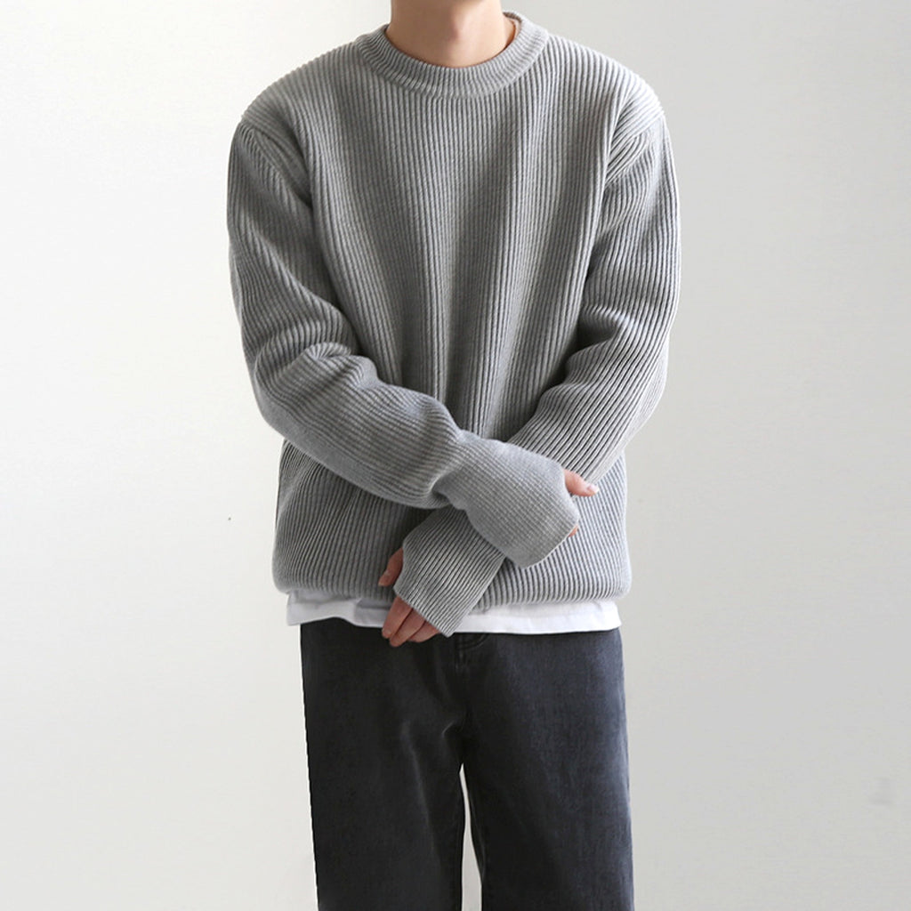 New Korean Style Trendy Loose Round Neck Knitted Coat Sweater Men - enhanced image 3